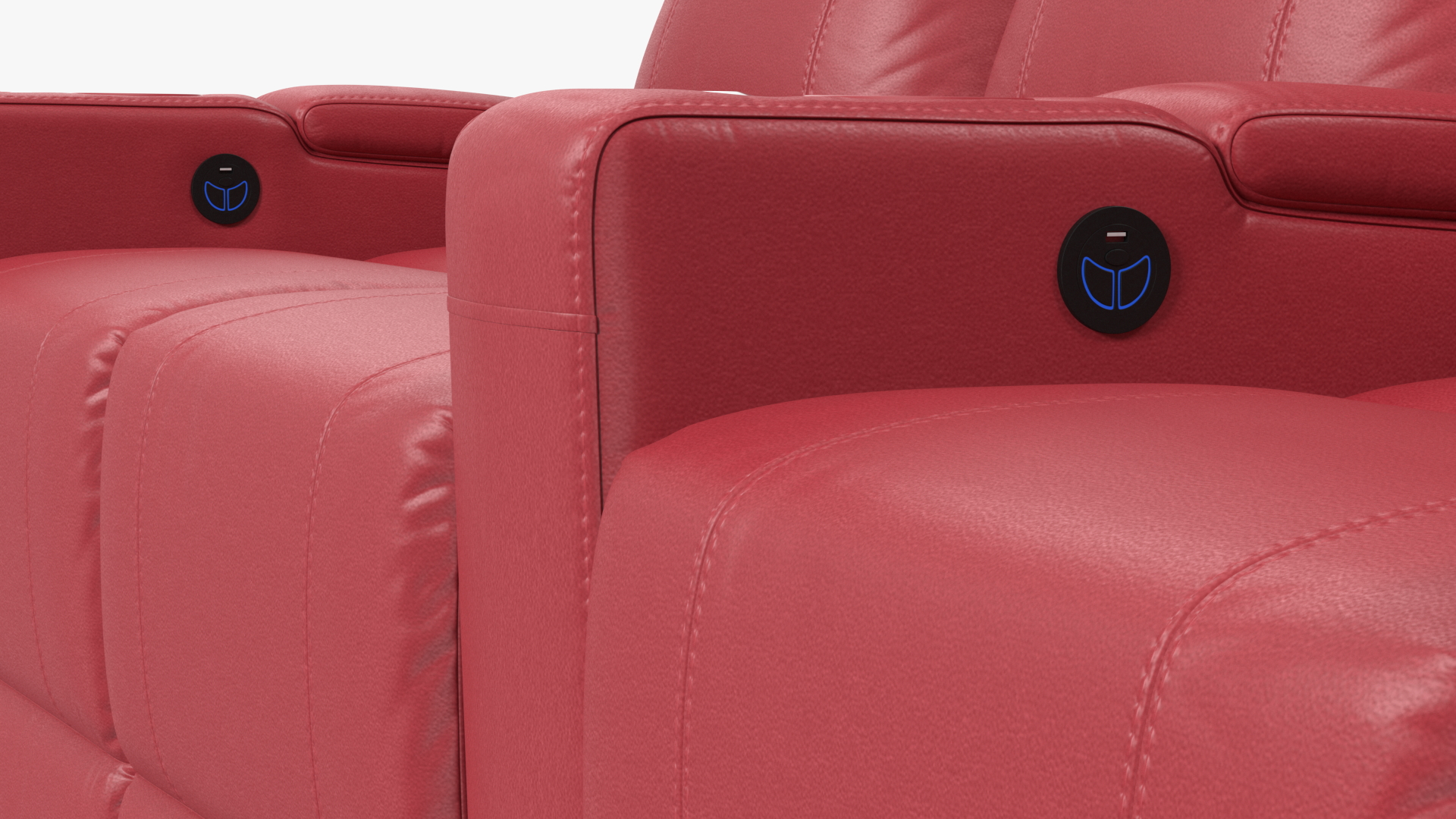 3D Valencia Home Theater Seating Row of 3 Loveseat Red