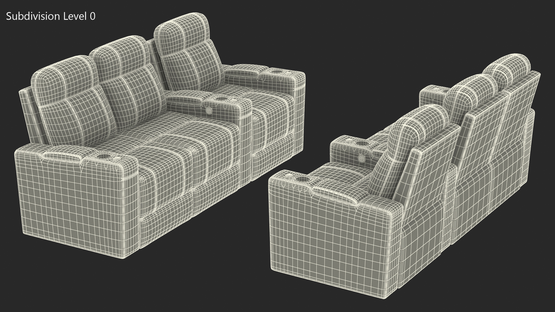 3D Valencia Home Theater Seating Row of 3 Loveseat Red