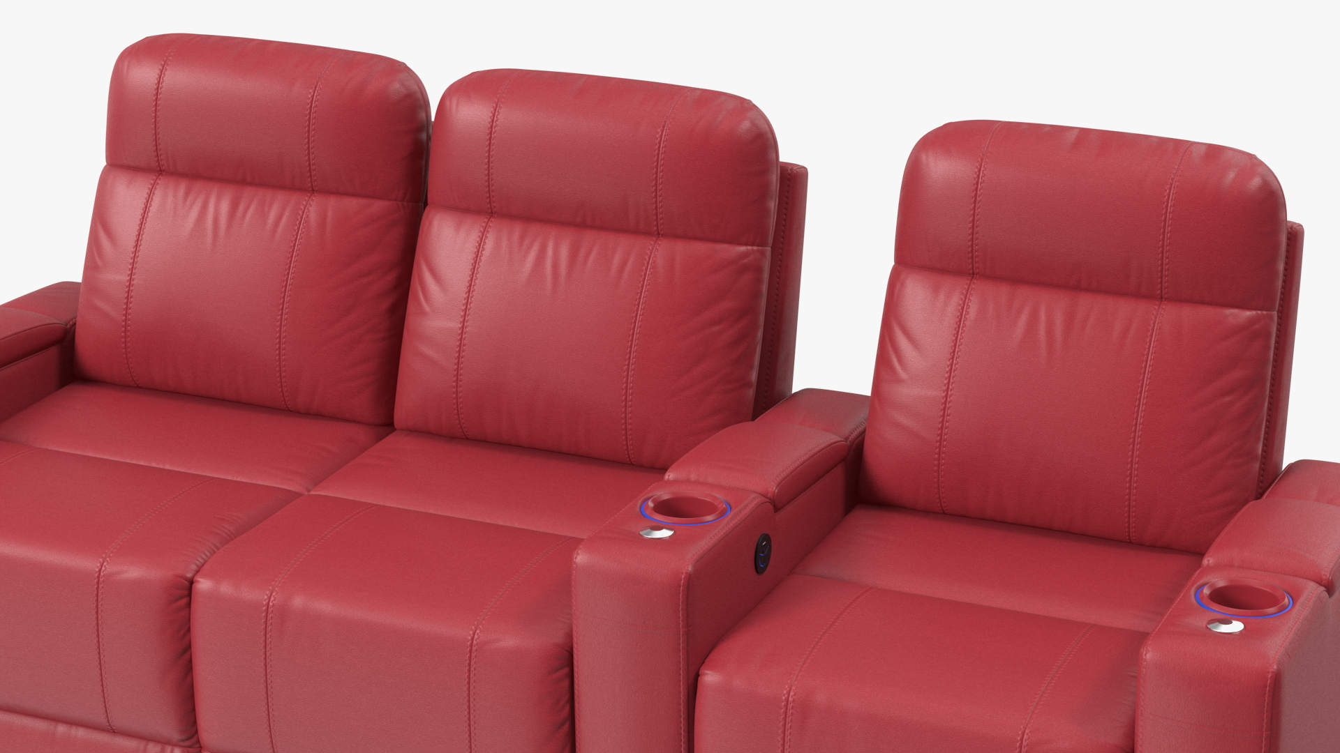 3D Valencia Home Theater Seating Row of 3 Loveseat Red