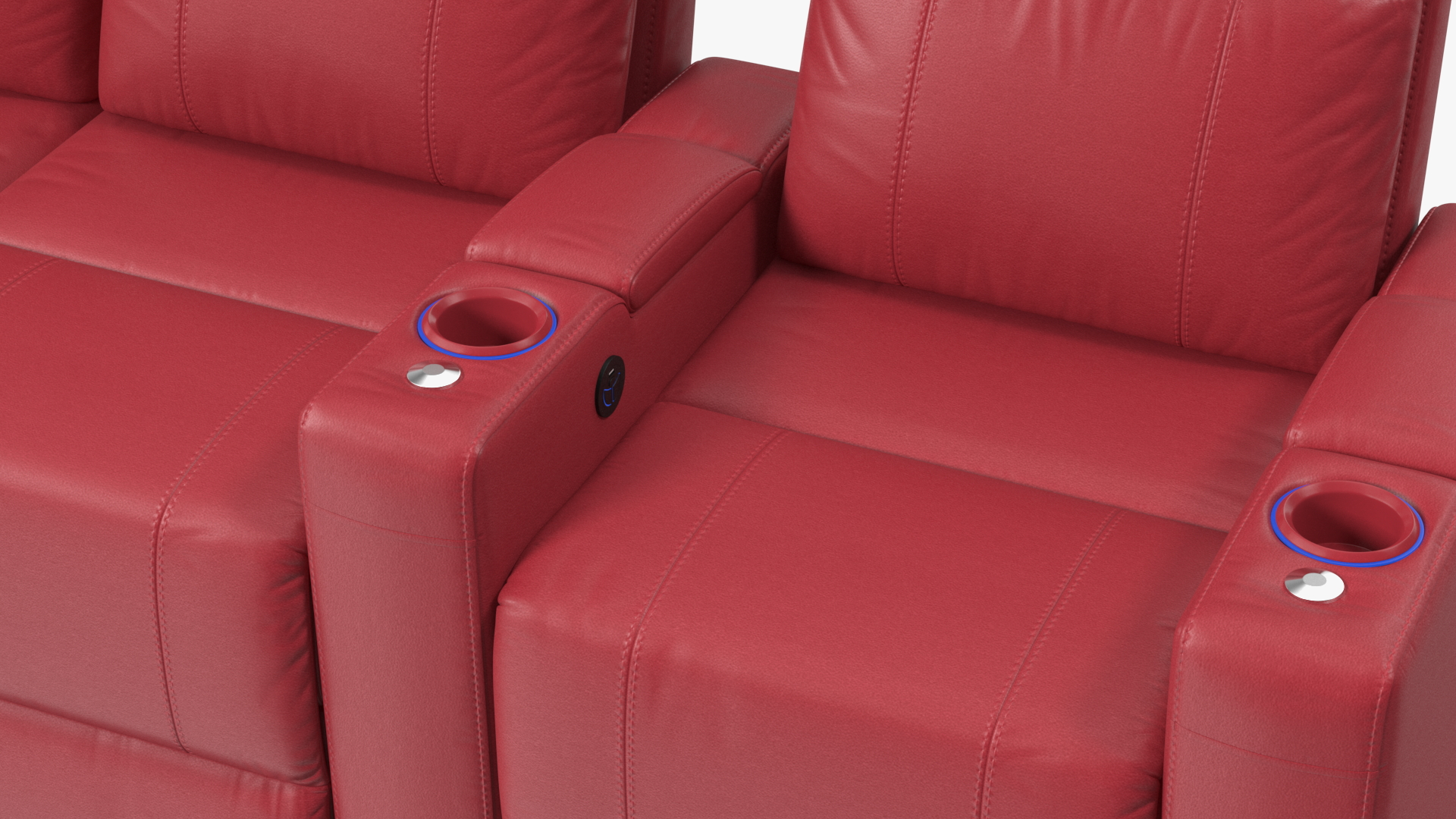 3D Valencia Home Theater Seating Row of 3 Loveseat Red