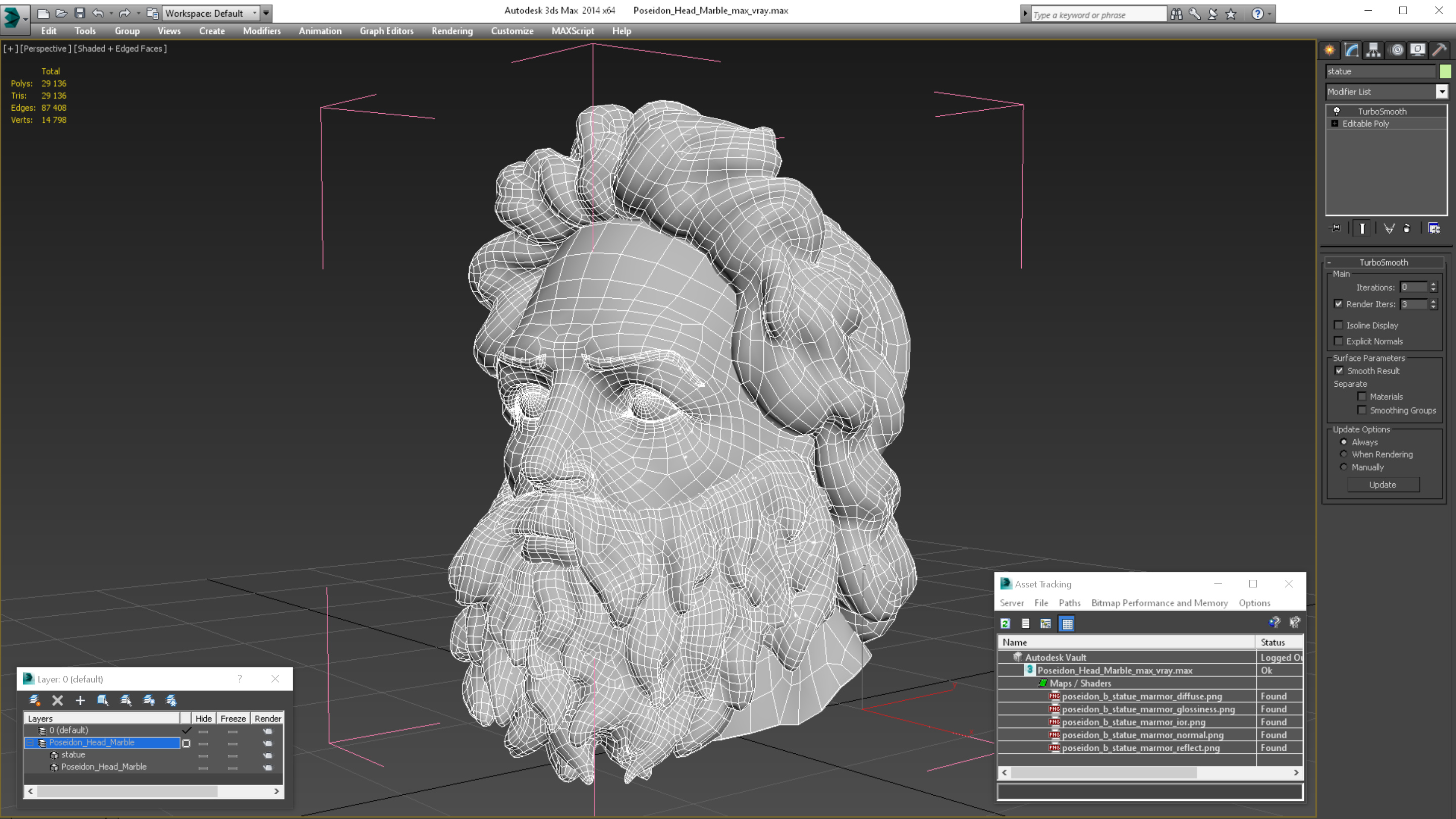 3D model Poseidon Head Marble