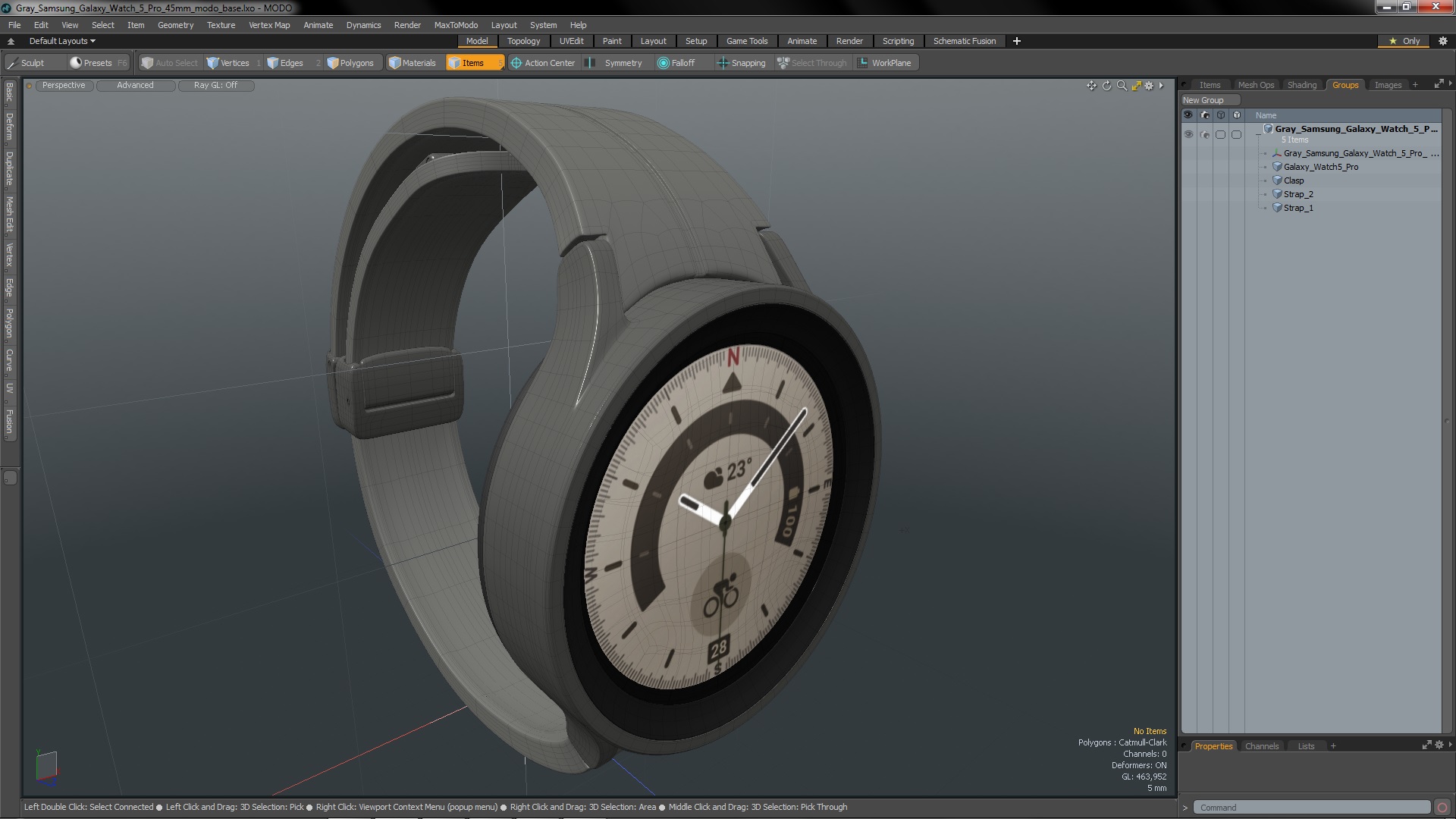 3D Gray Samsung Galaxy Watch 5 Pro 45mm