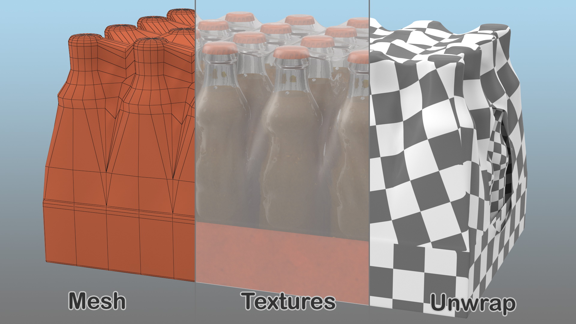 24 Orange Glass Bottle Case 3D