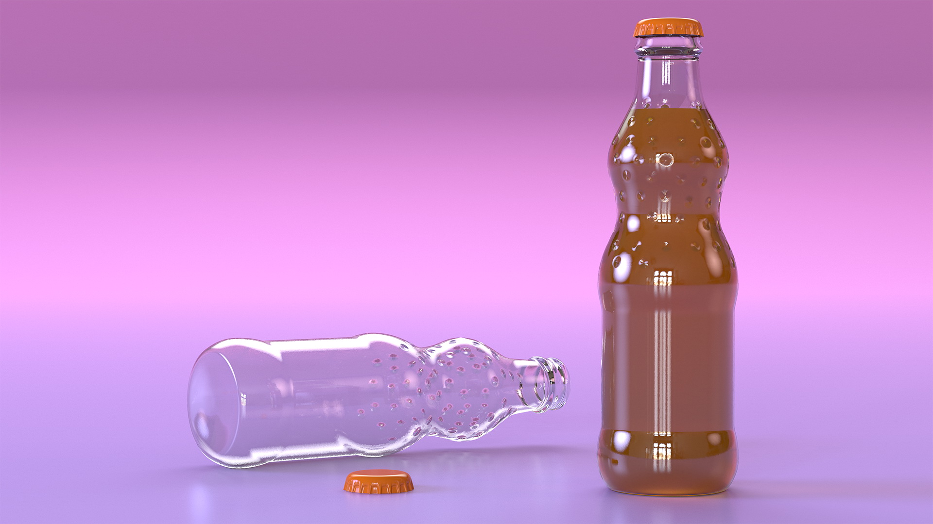 24 Orange Glass Bottle Case 3D