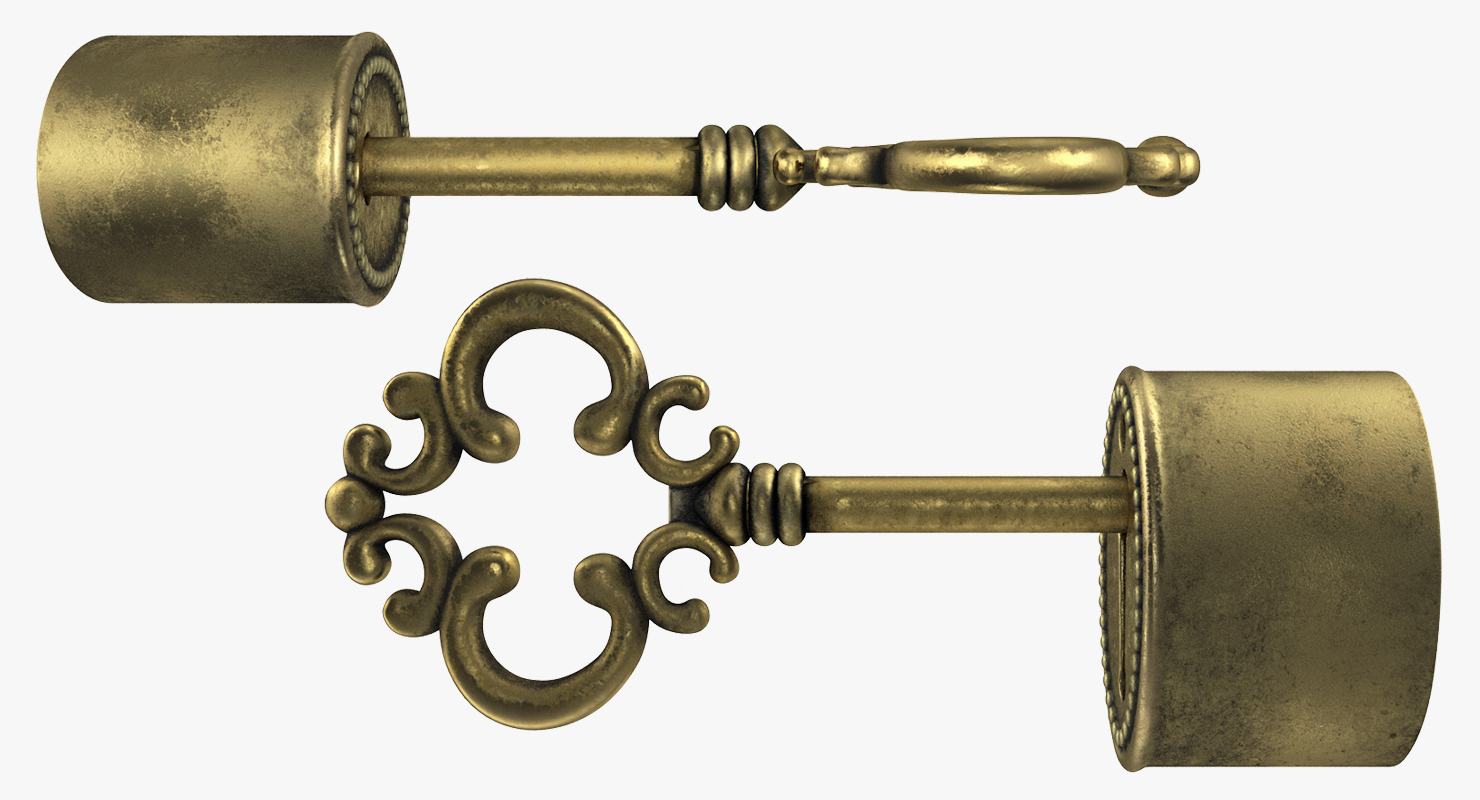3D Old Key In Keyhole model