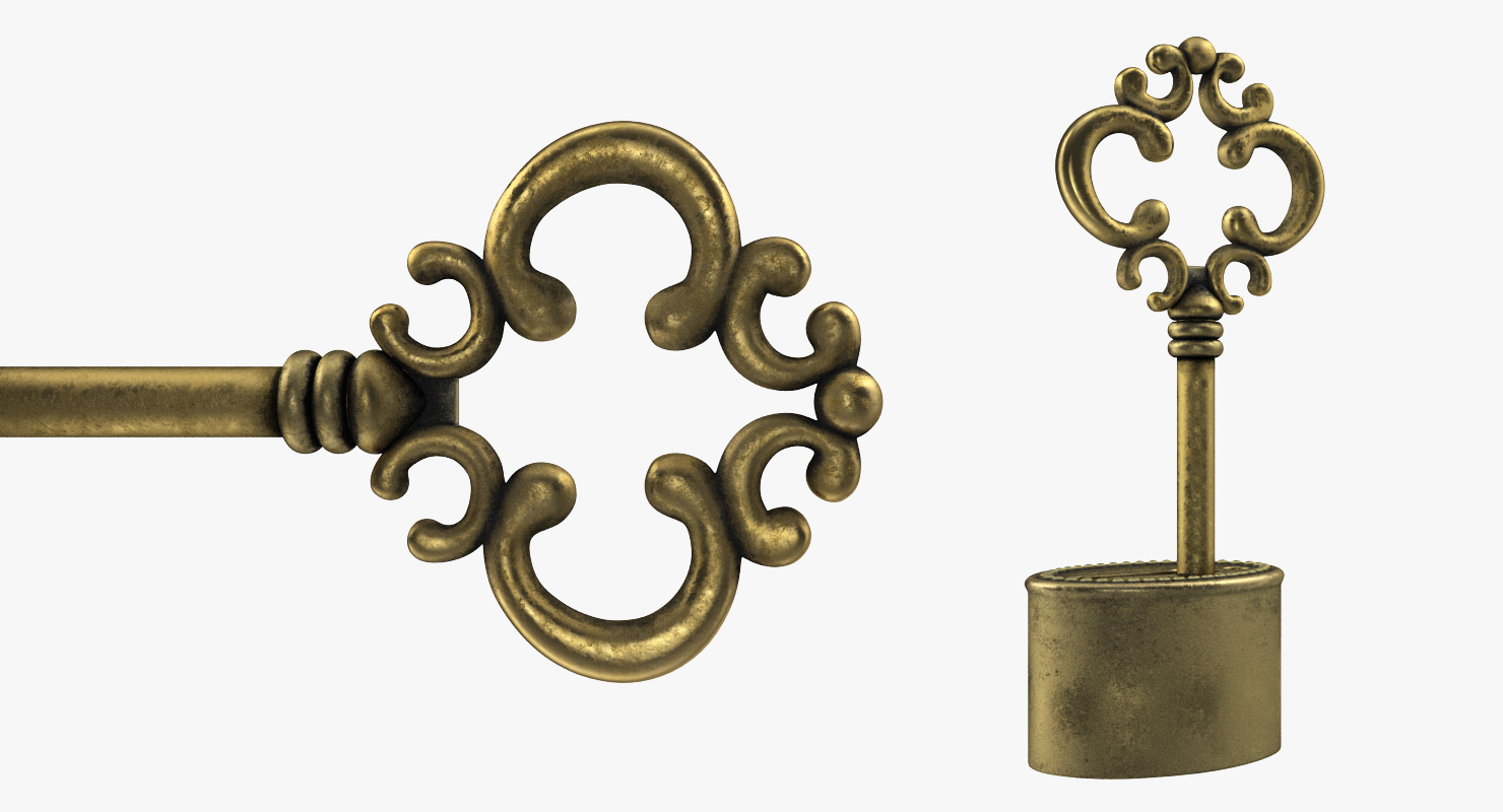 3D Old Key In Keyhole model