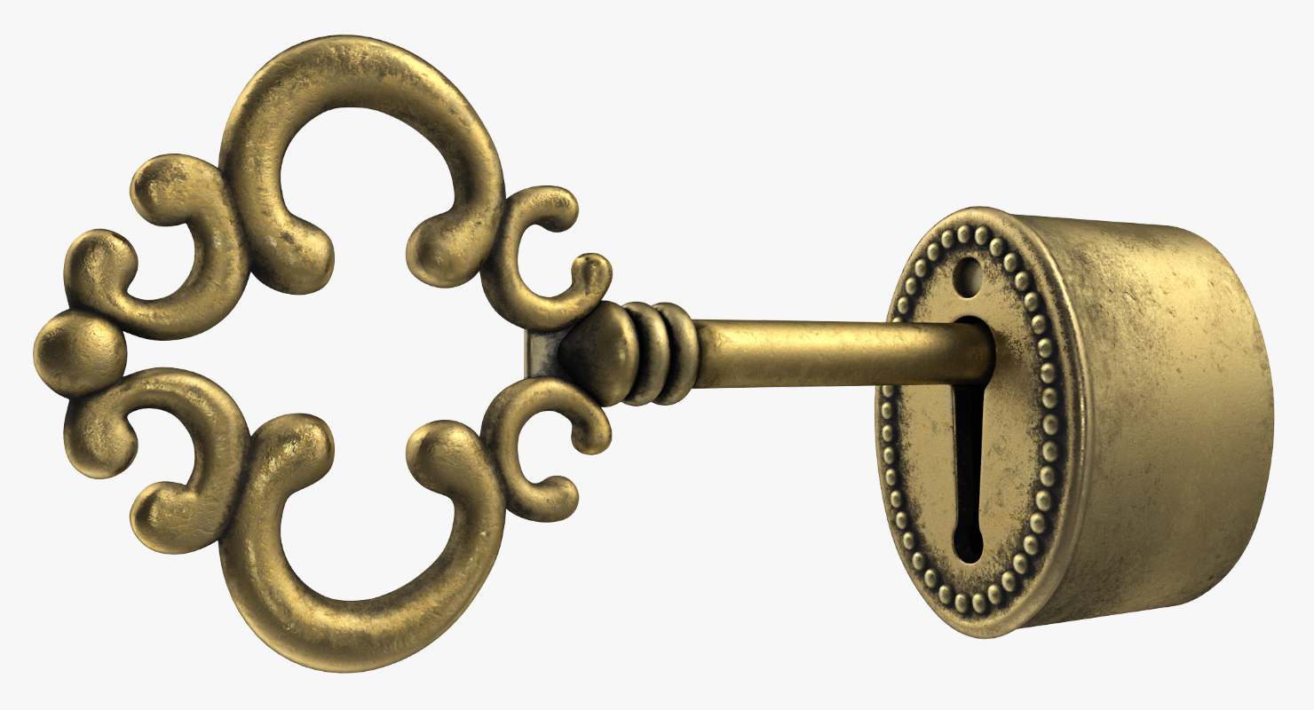 3D Old Key In Keyhole model