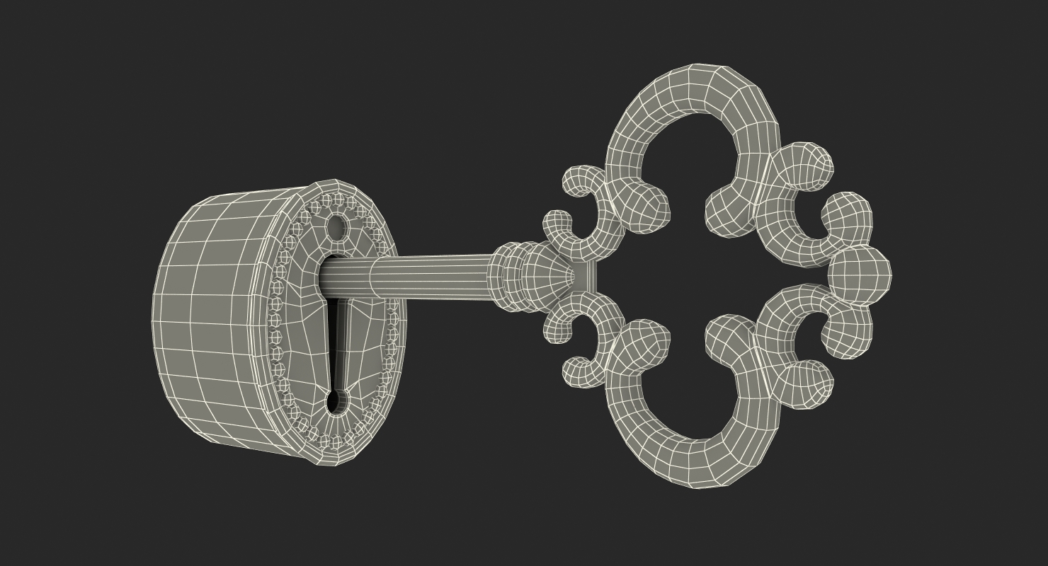 3D Old Key In Keyhole model