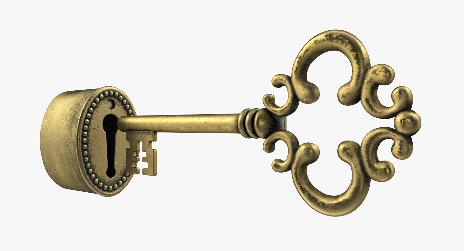 3D Old Key In Keyhole model