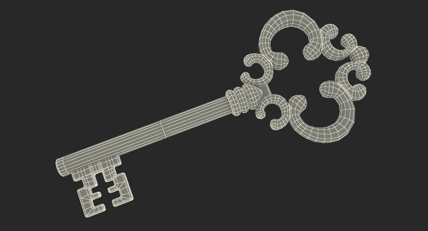 3D Old Key In Keyhole model