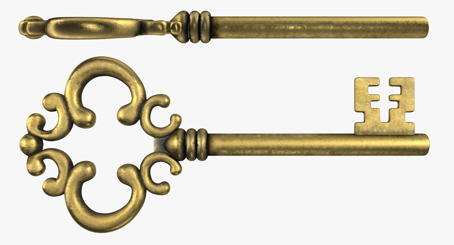 3D Old Key In Keyhole model