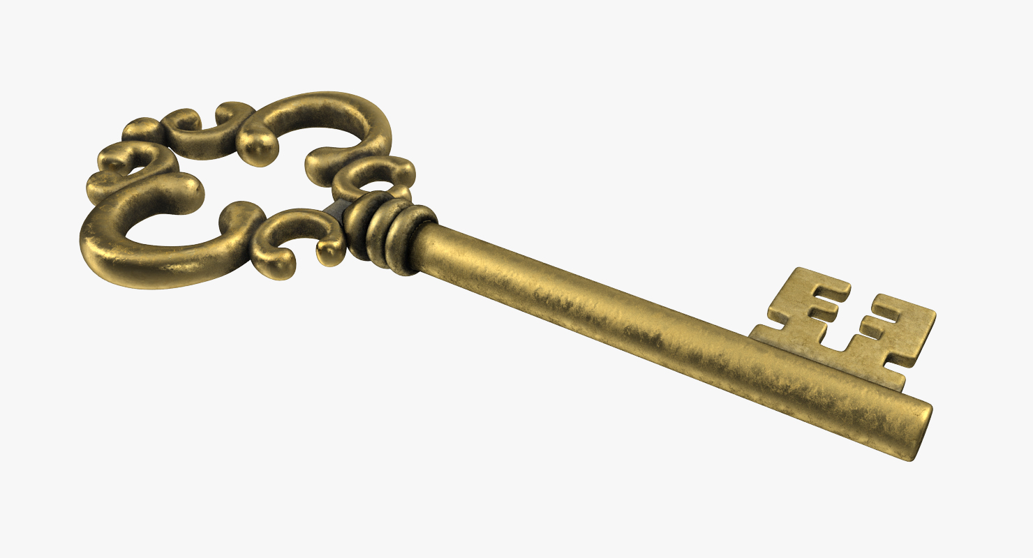 3D Old Key In Keyhole model