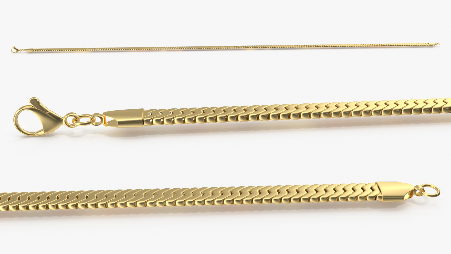 Golden Herringbone Chain 3D model