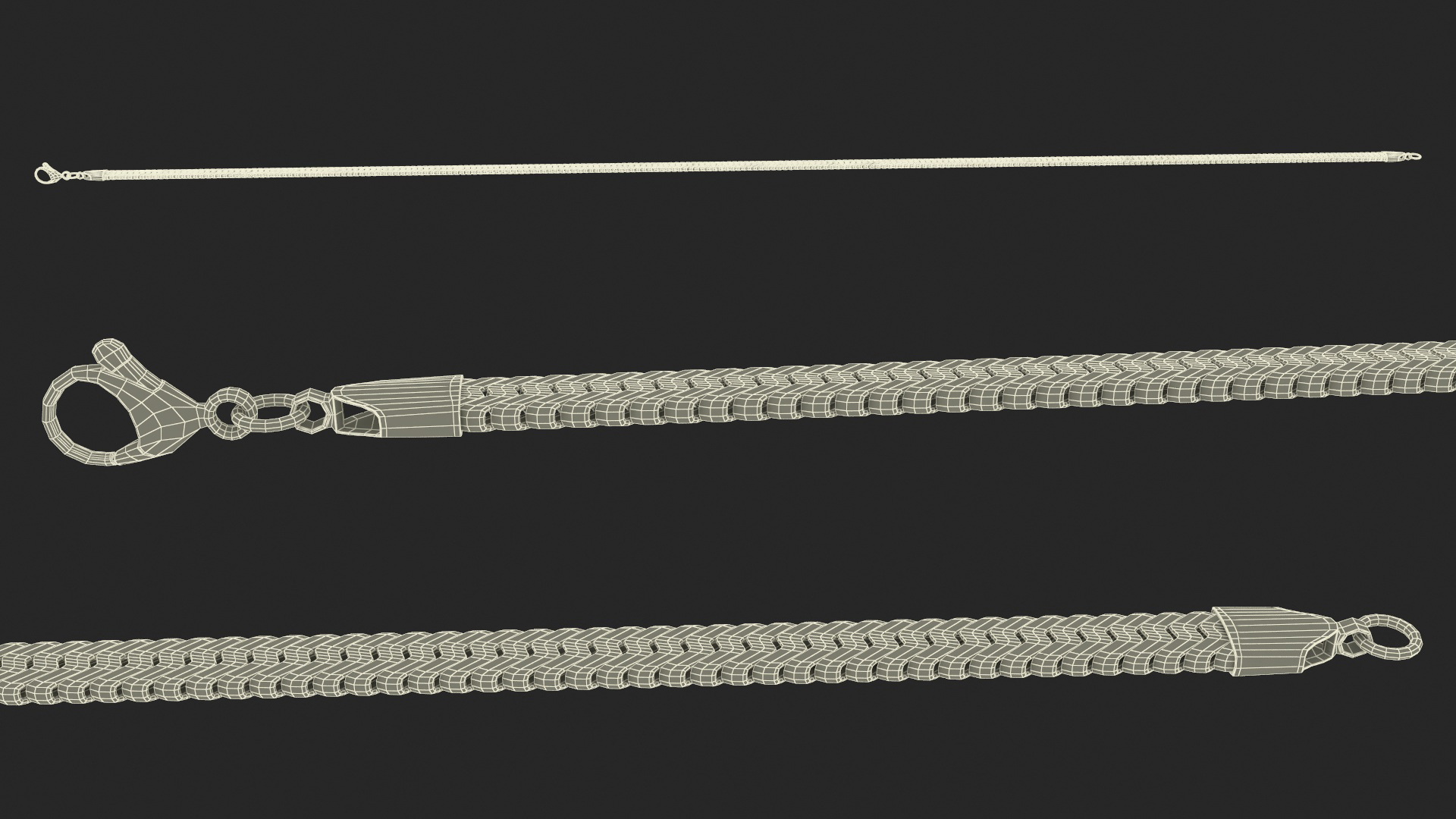 Golden Herringbone Chain 3D model