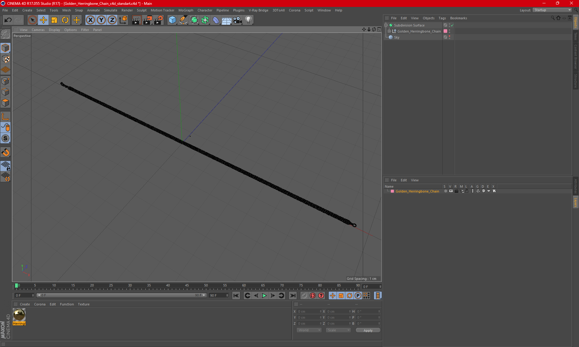 Golden Herringbone Chain 3D model