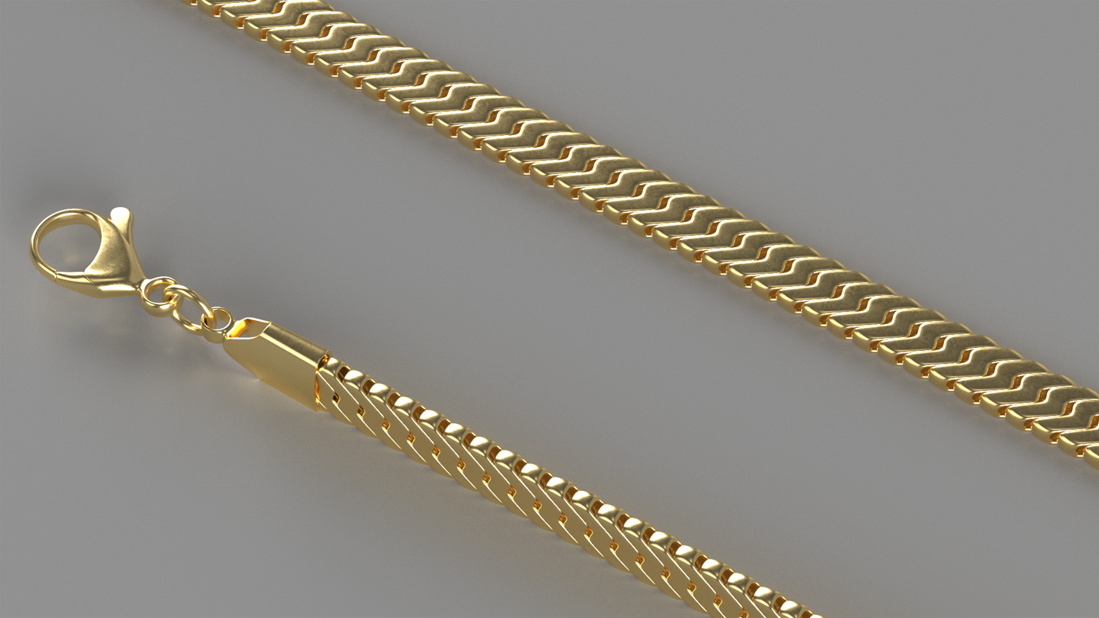 Golden Herringbone Chain 3D model