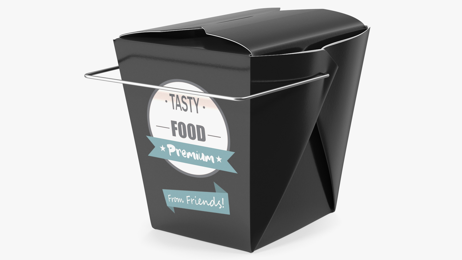 Black Paper Chinese Takeout Box 32 Oz 3D