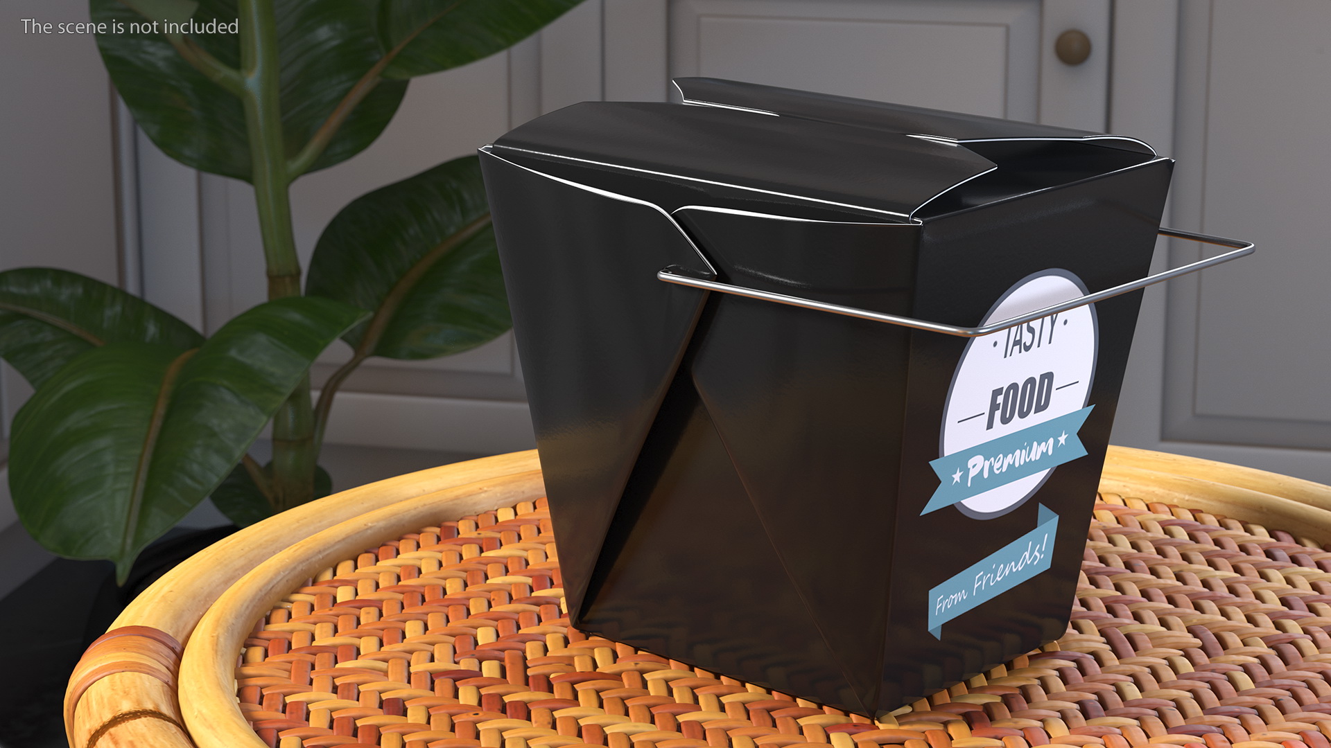 Black Paper Chinese Takeout Box 32 Oz 3D