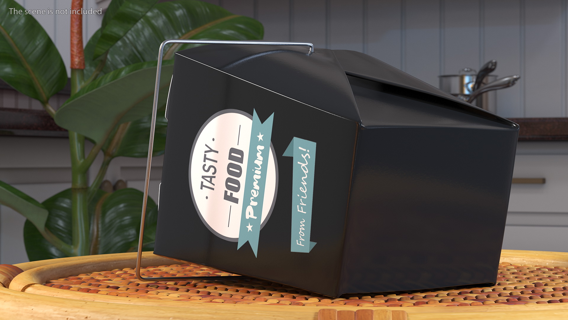 Black Paper Chinese Takeout Box 32 Oz 3D