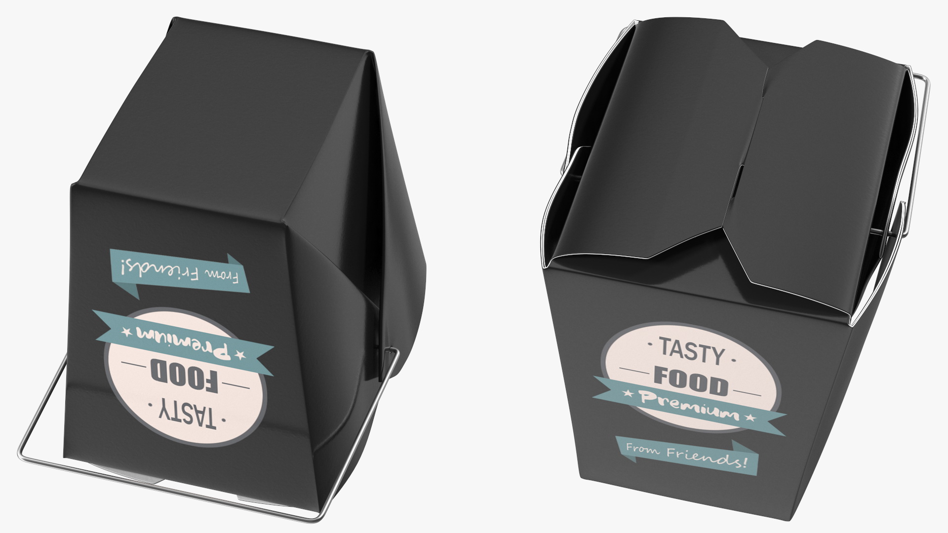Black Paper Chinese Takeout Box 32 Oz 3D