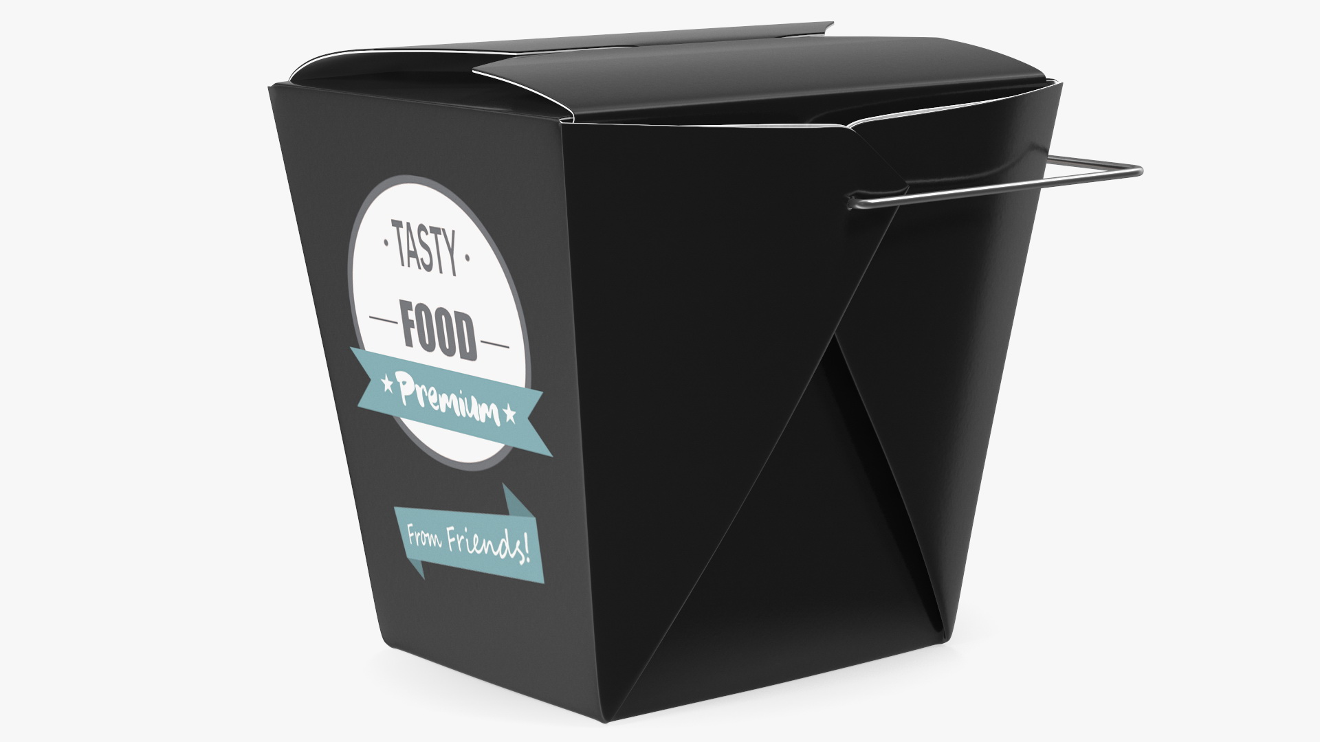 Black Paper Chinese Takeout Box 32 Oz 3D