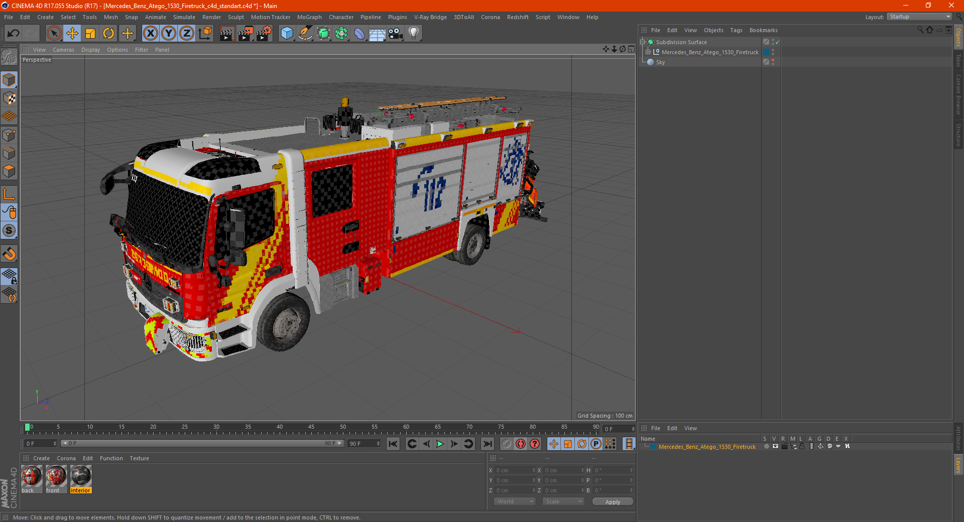Mercedes Benz Atego 1530 Firetruck 3D model