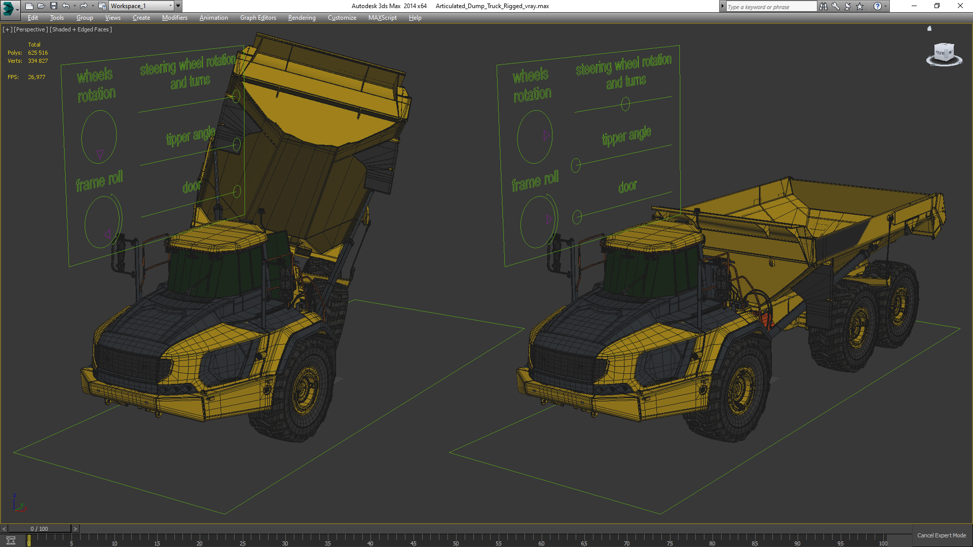 Articulated Dump Truck Rigged 3D model