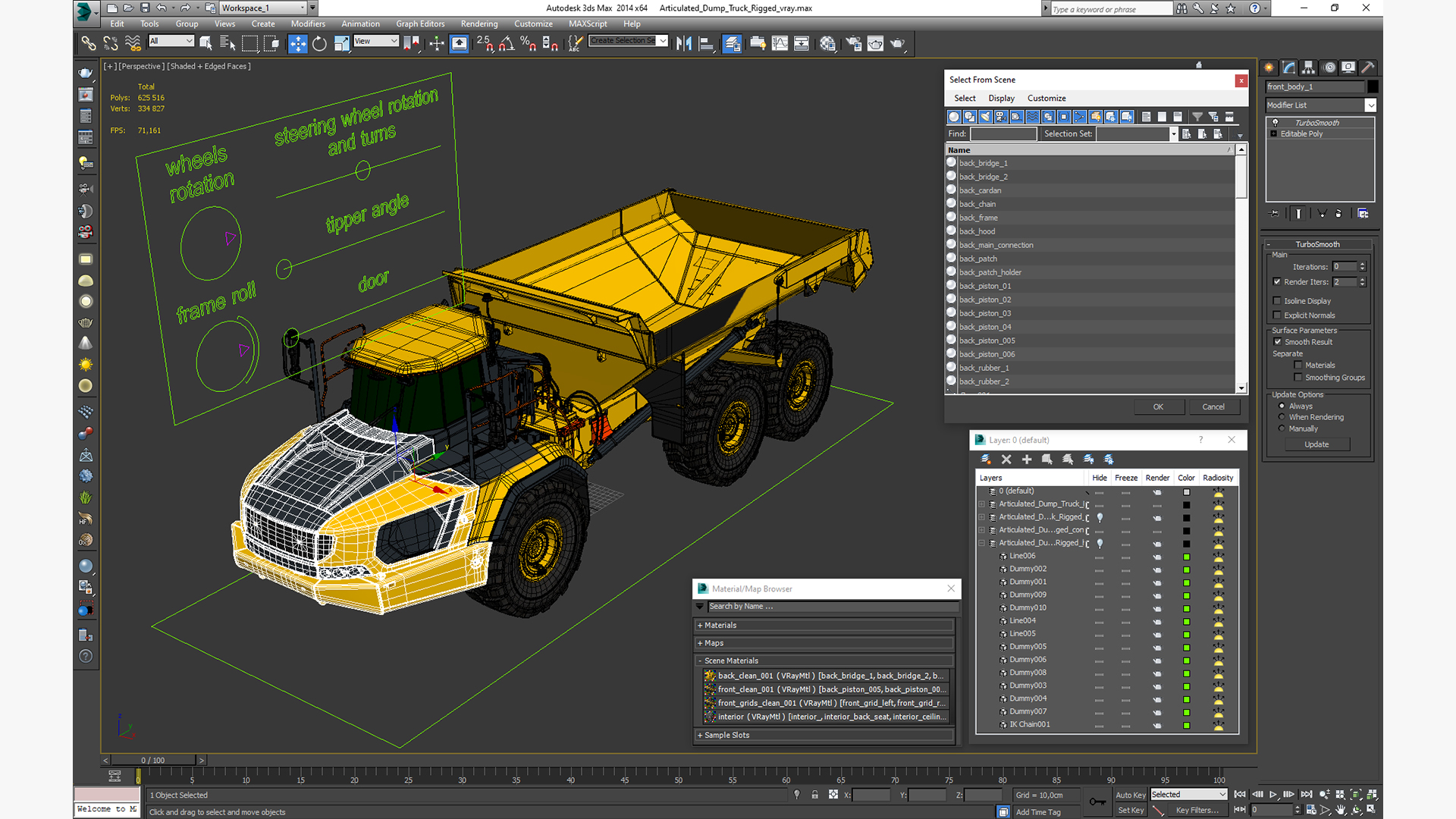 Articulated Dump Truck Rigged 3D model