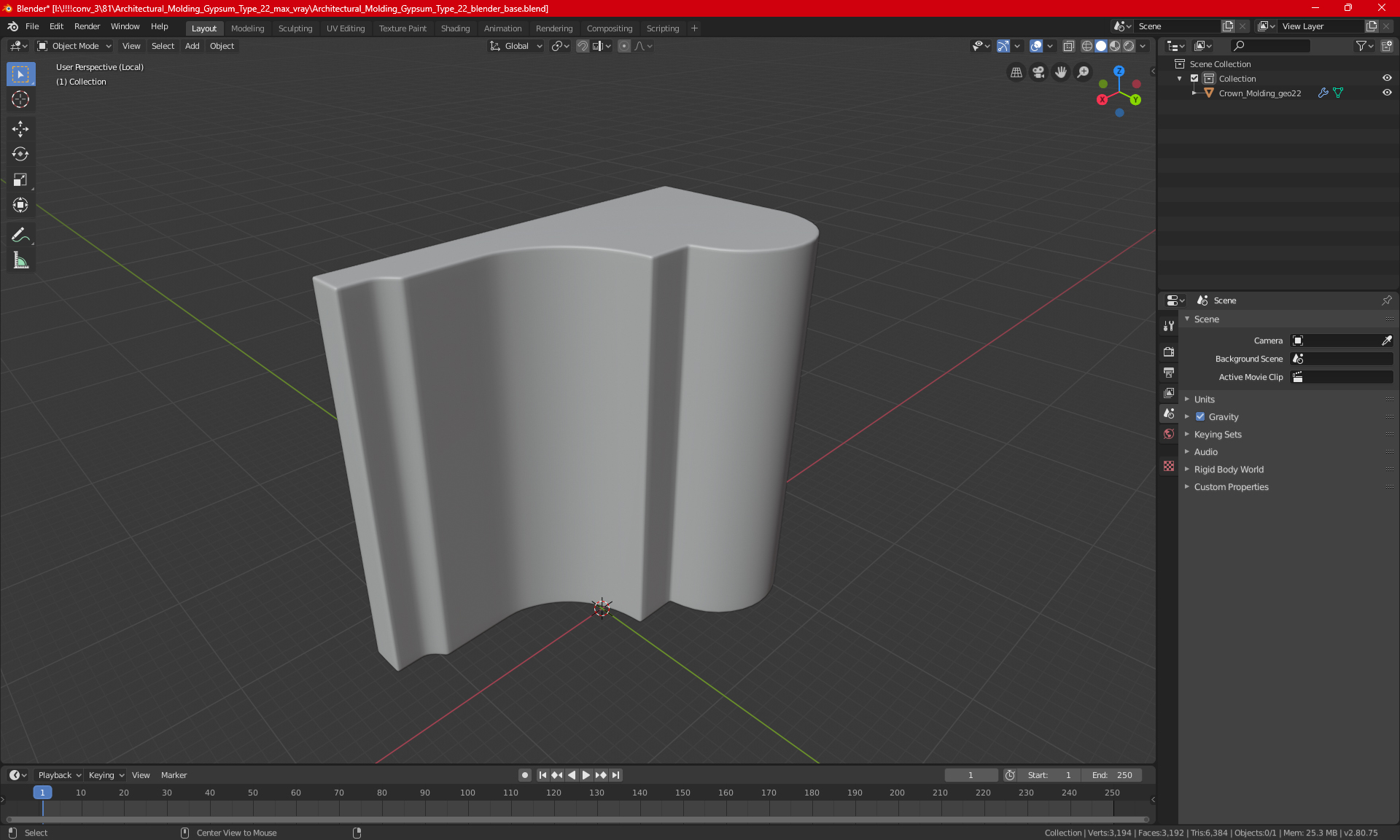 3D Architectural Molding Gypsum Type 22