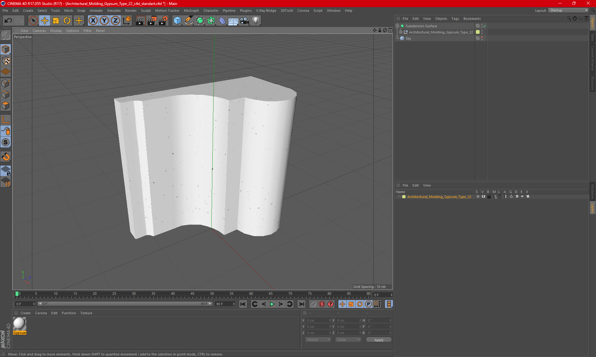 3D Architectural Molding Gypsum Type 22