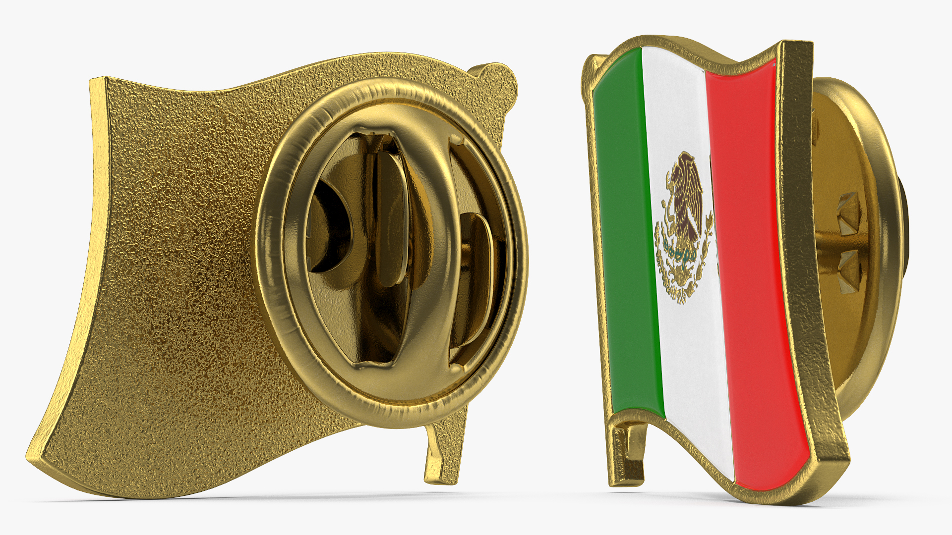 Mexican Flag Lapel Pin 3D