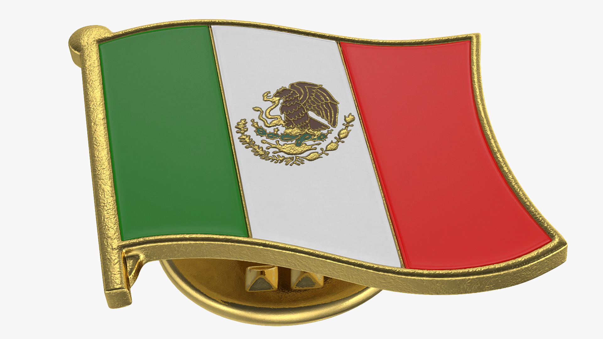 Mexican Flag Lapel Pin 3D