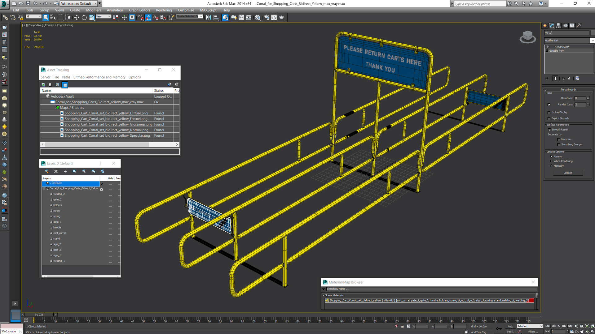 3D Corral for Shopping Carts Bidirect Yellow