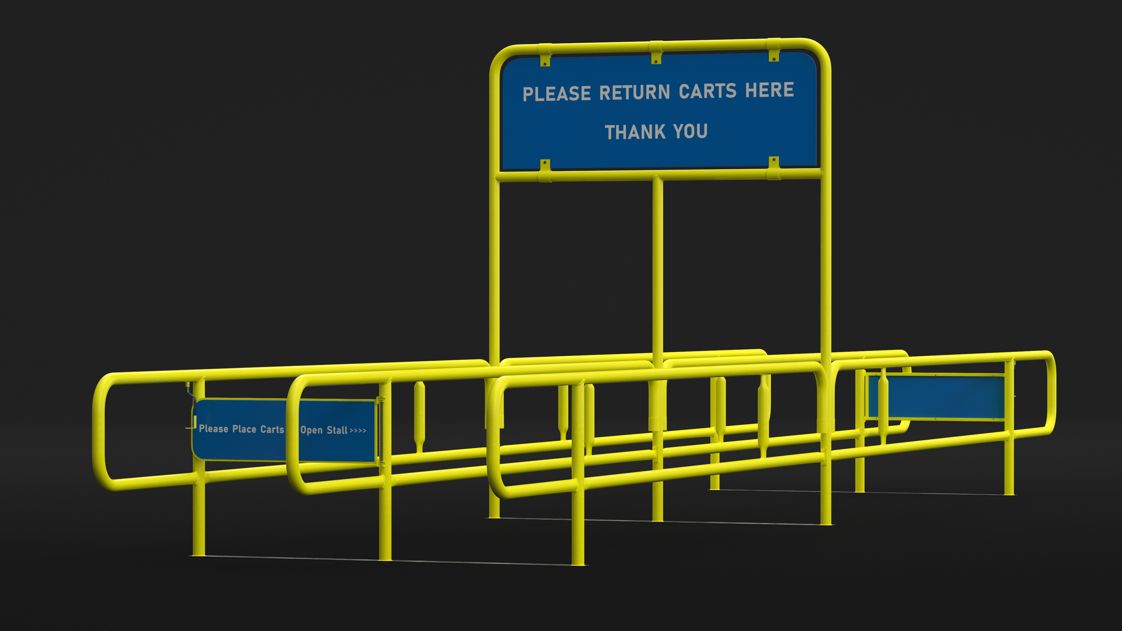 3D Corral for Shopping Carts Bidirect Yellow