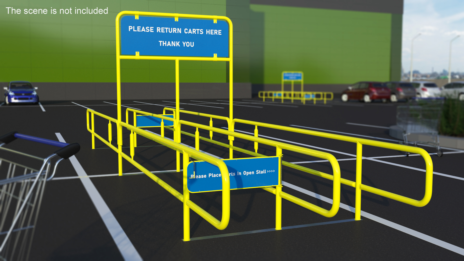 3D Corral for Shopping Carts Bidirect Yellow