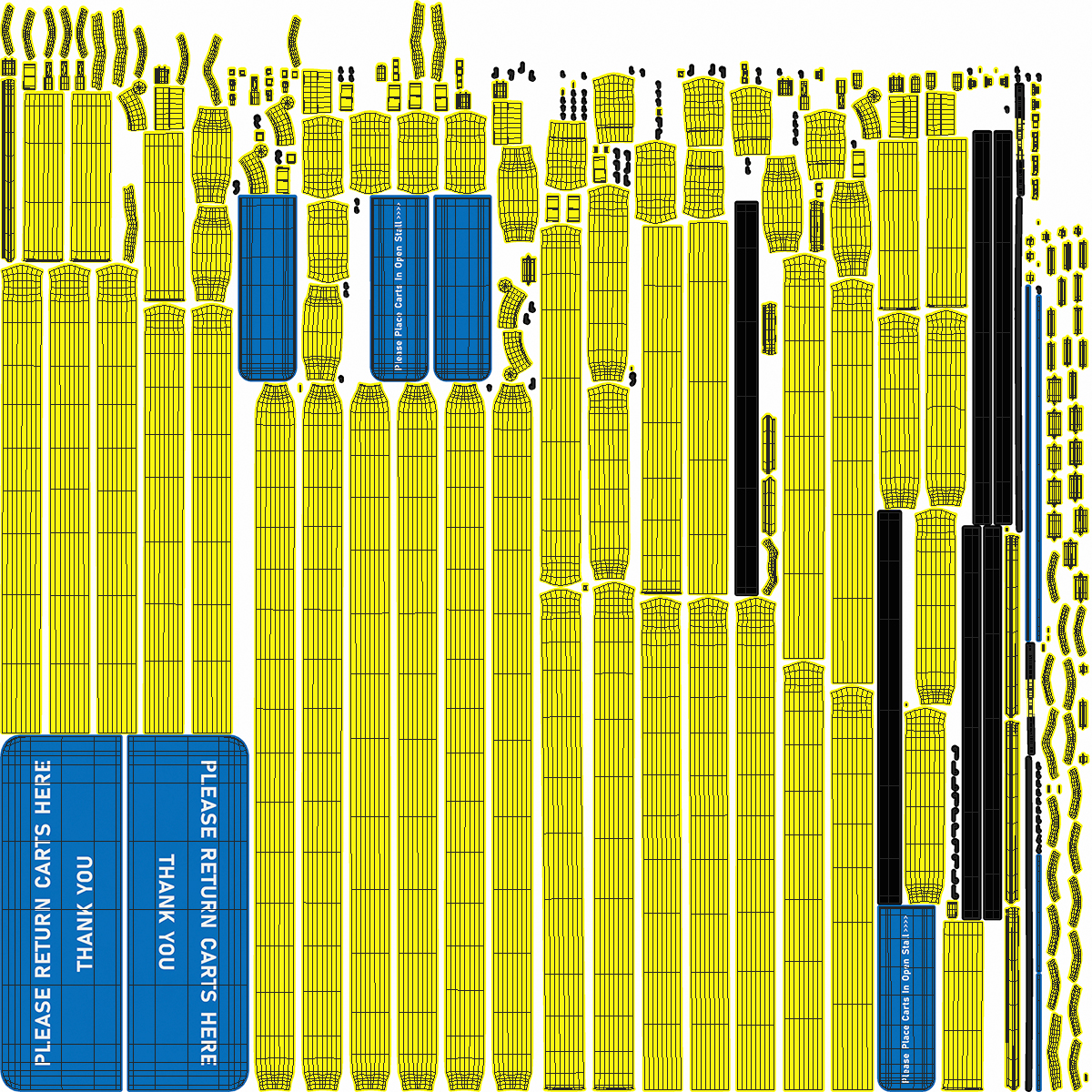 3D Corral for Shopping Carts Bidirect Yellow