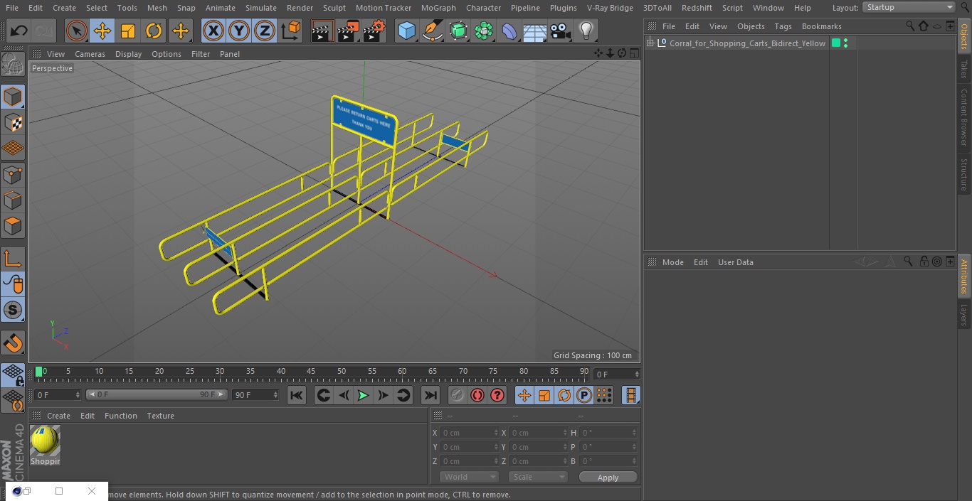 3D Corral for Shopping Carts Bidirect Yellow