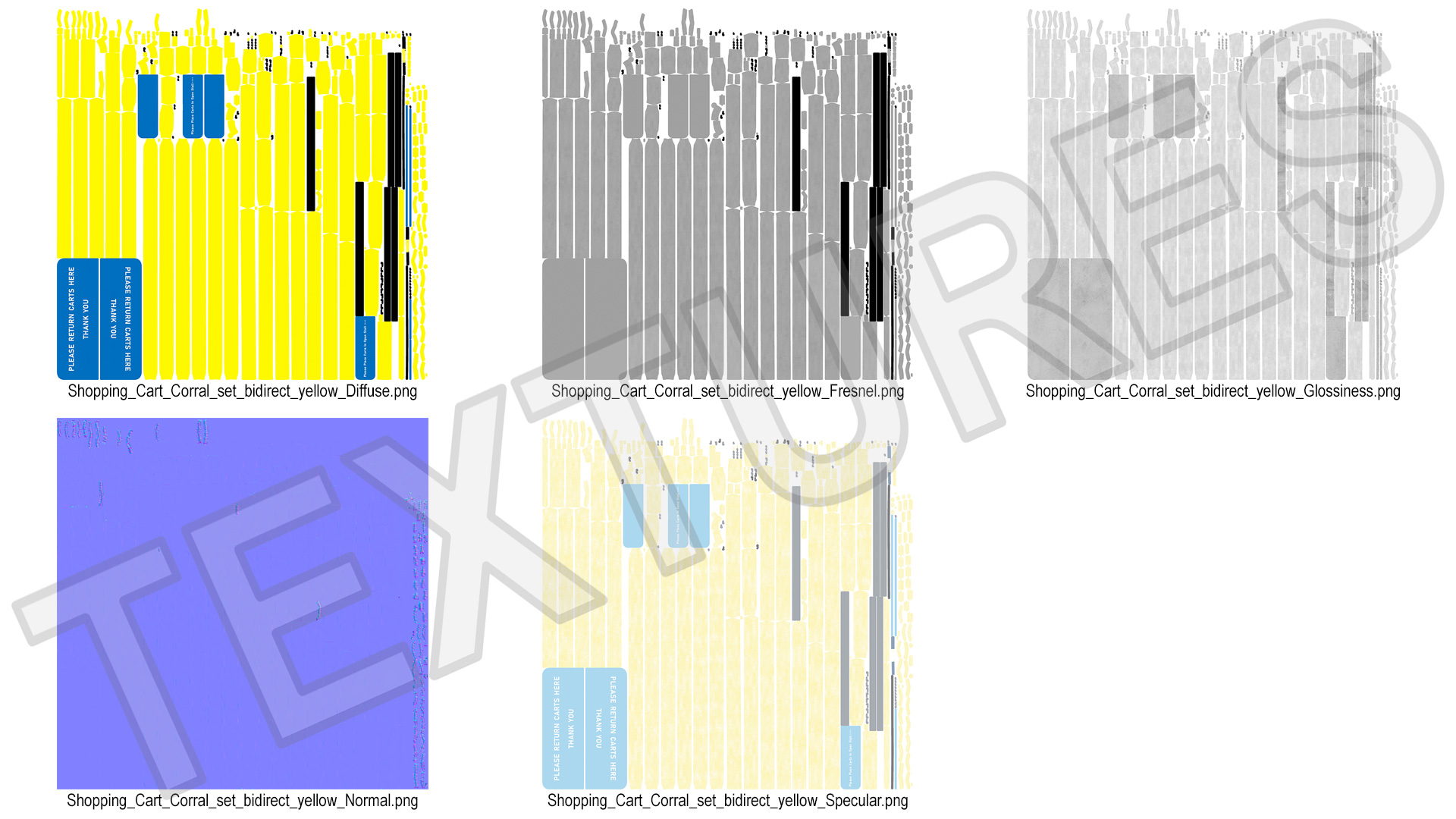 3D Corral for Shopping Carts Bidirect Yellow