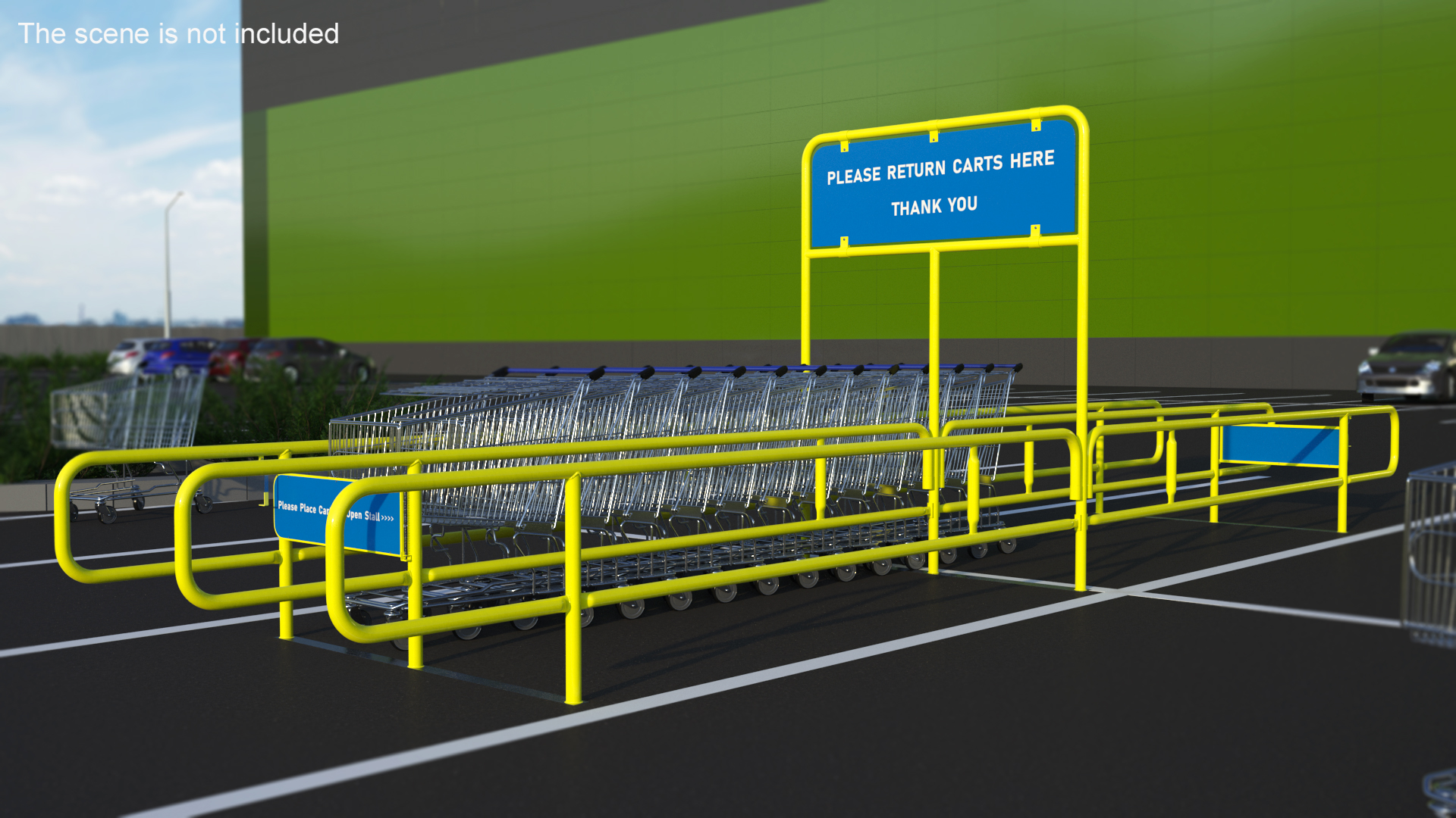 3D Corral for Shopping Carts Bidirect Yellow