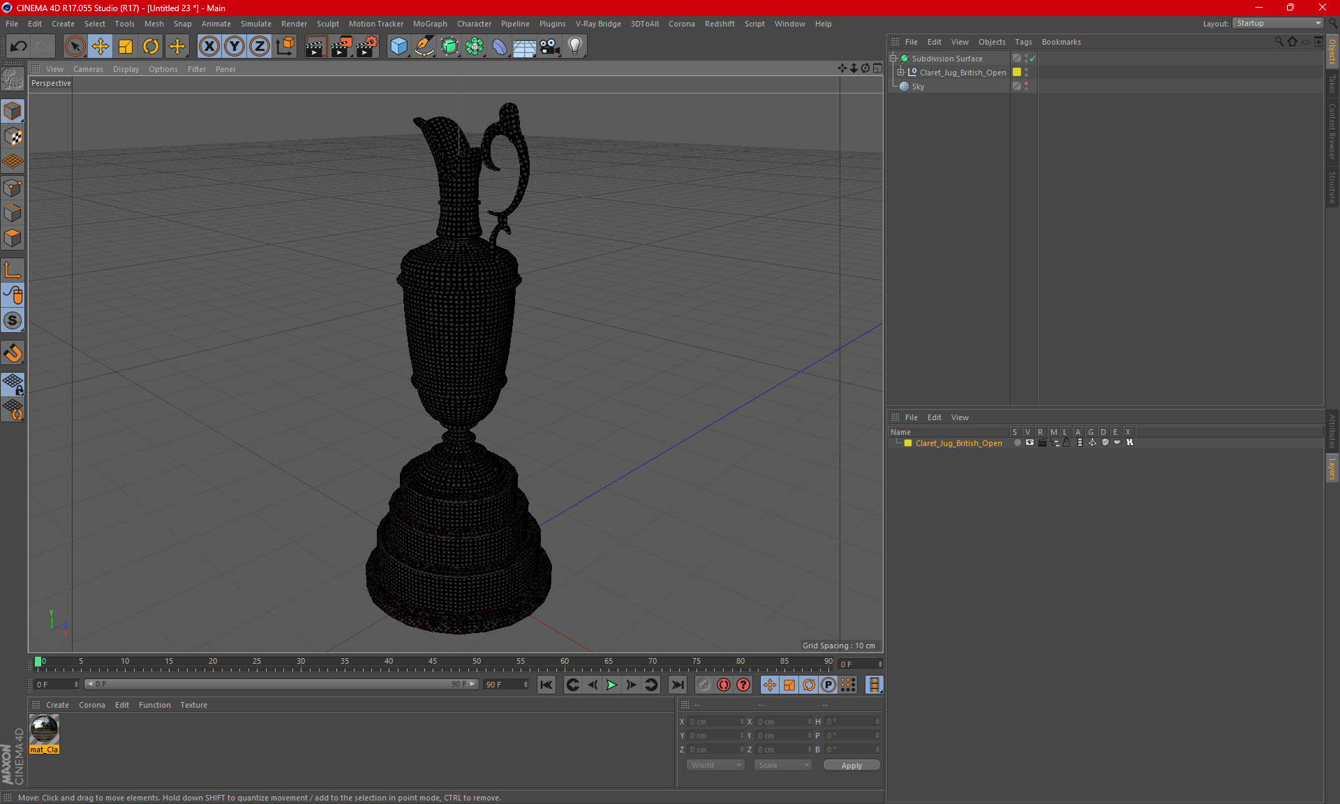 3D Claret Jug British Open model