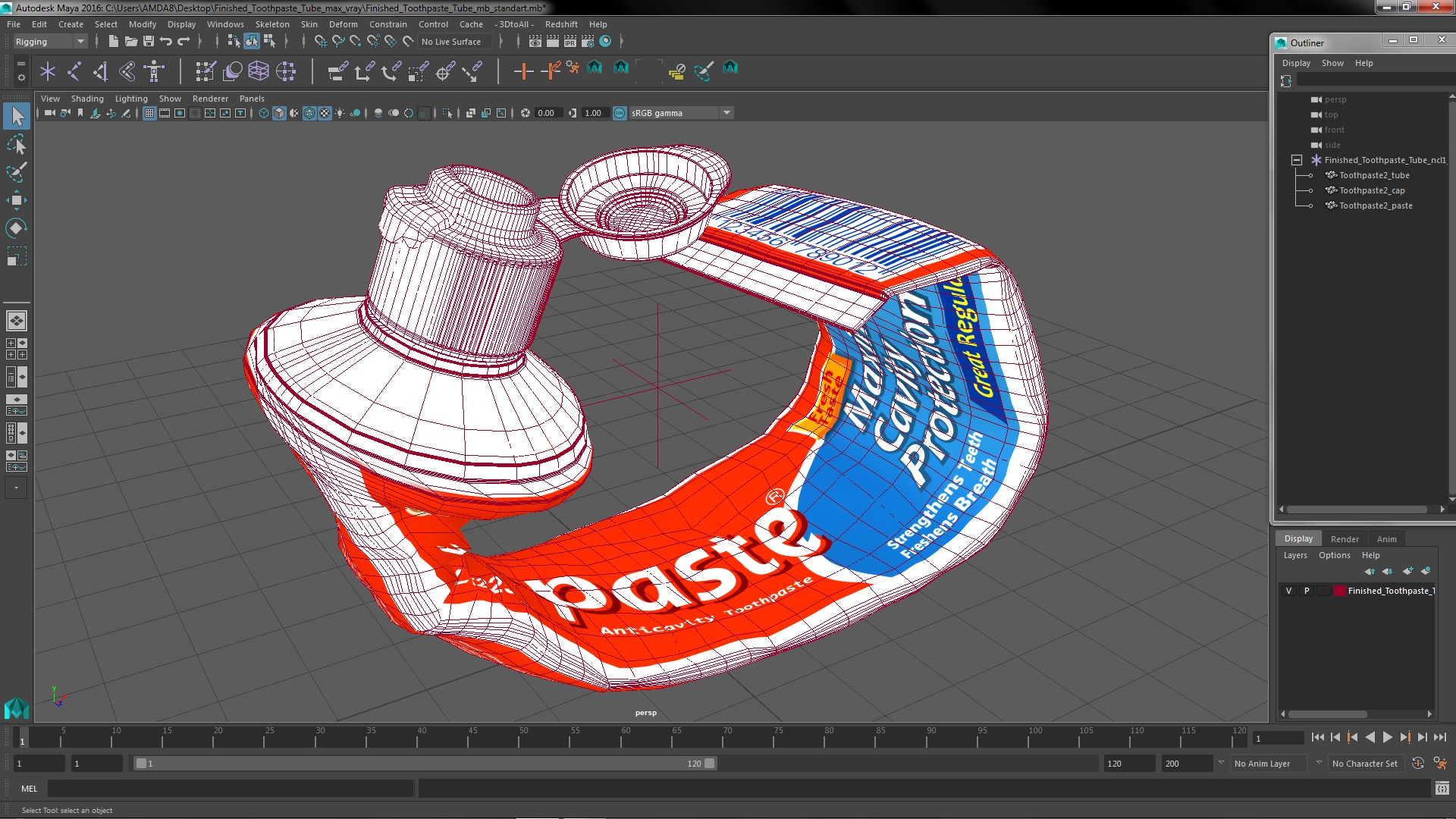 Finished Toothpaste Tube 3D model