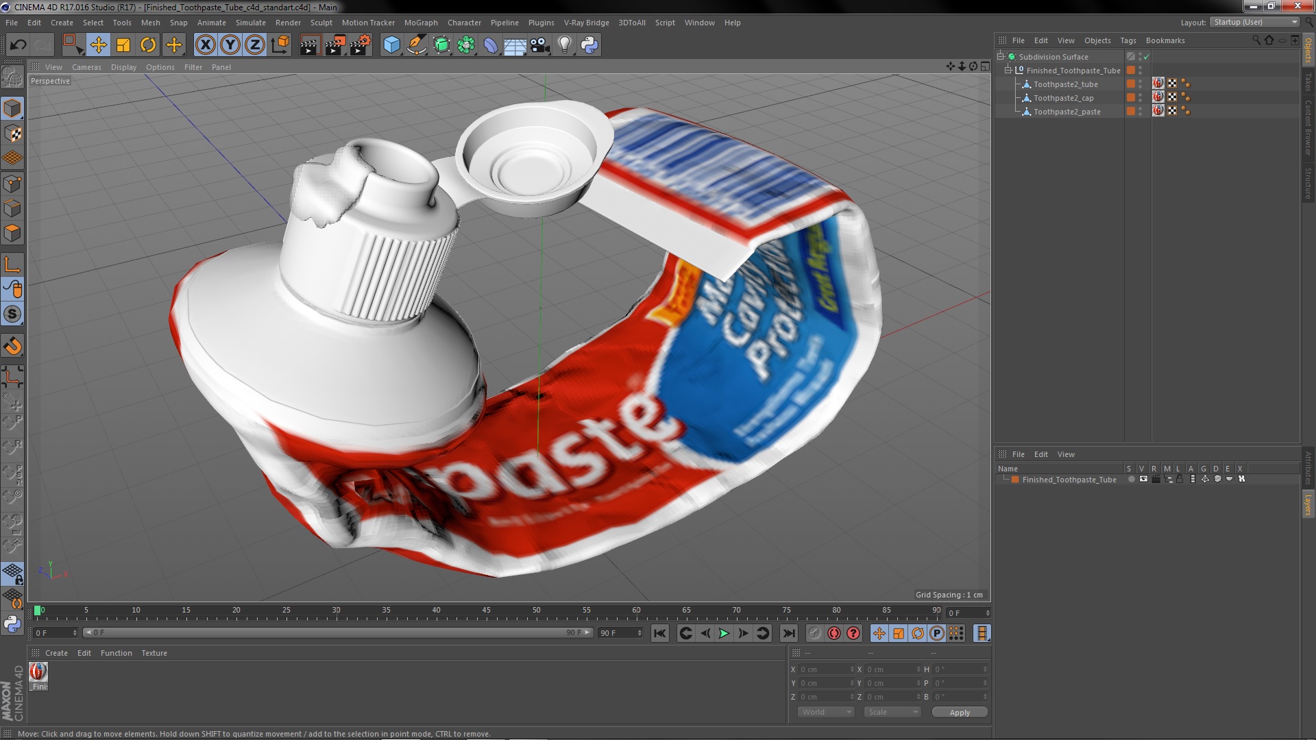 Finished Toothpaste Tube 3D model