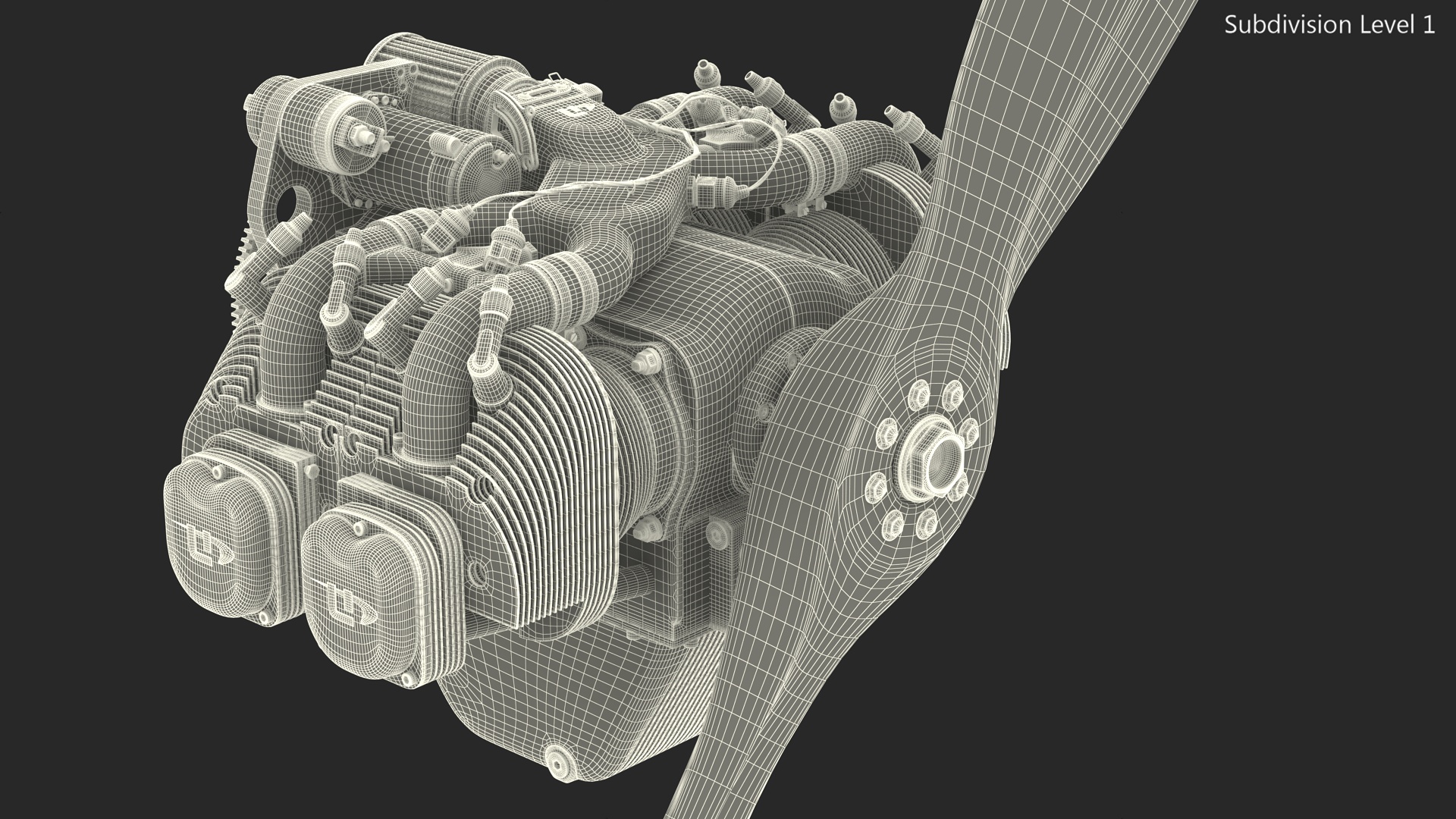 3D Vintage Aircraft Propeller Engine model