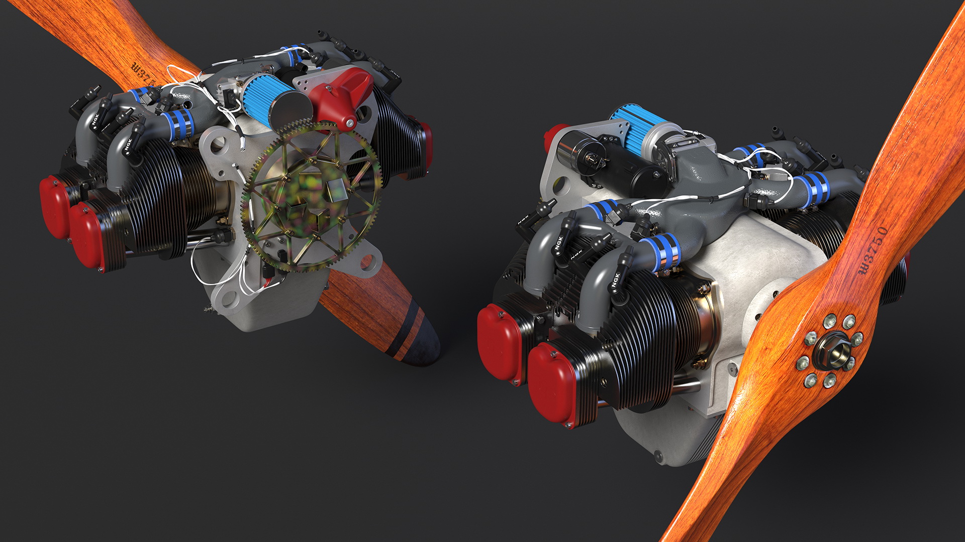 3D Vintage Aircraft Propeller Engine model