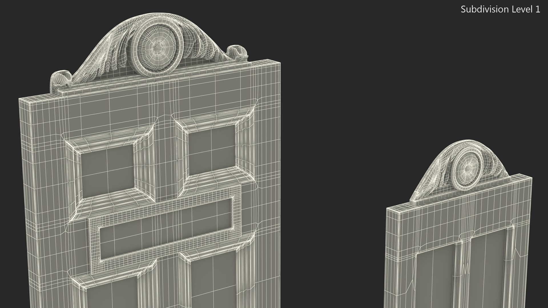 3D model Baroque Wooden Doors