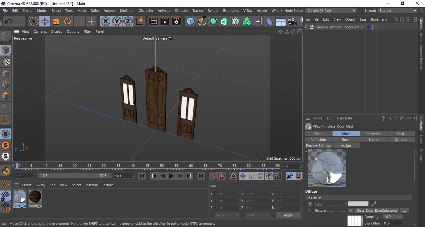 3D model Baroque Wooden Doors