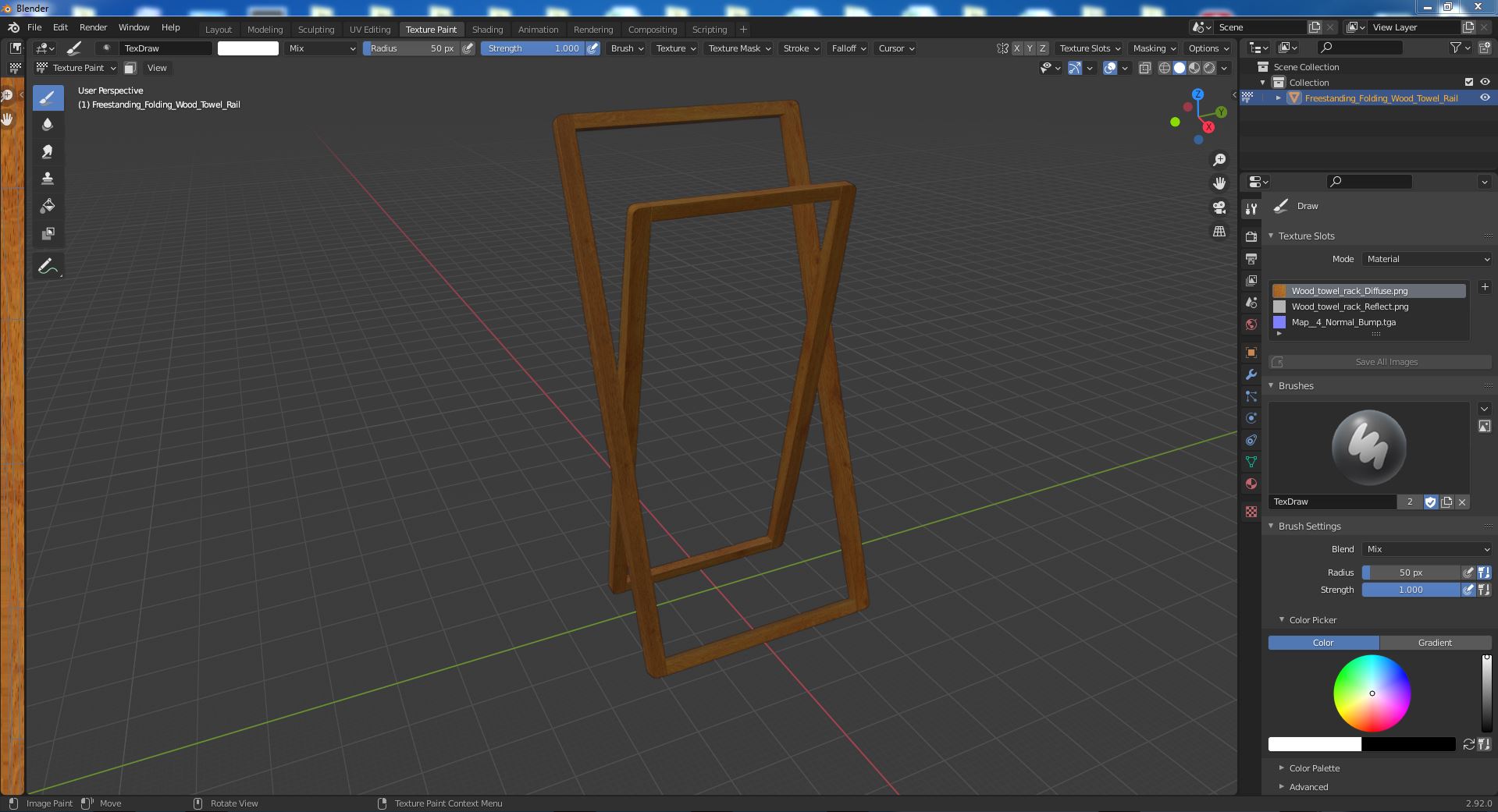 3D Freestanding Folding Wood Towel Rail