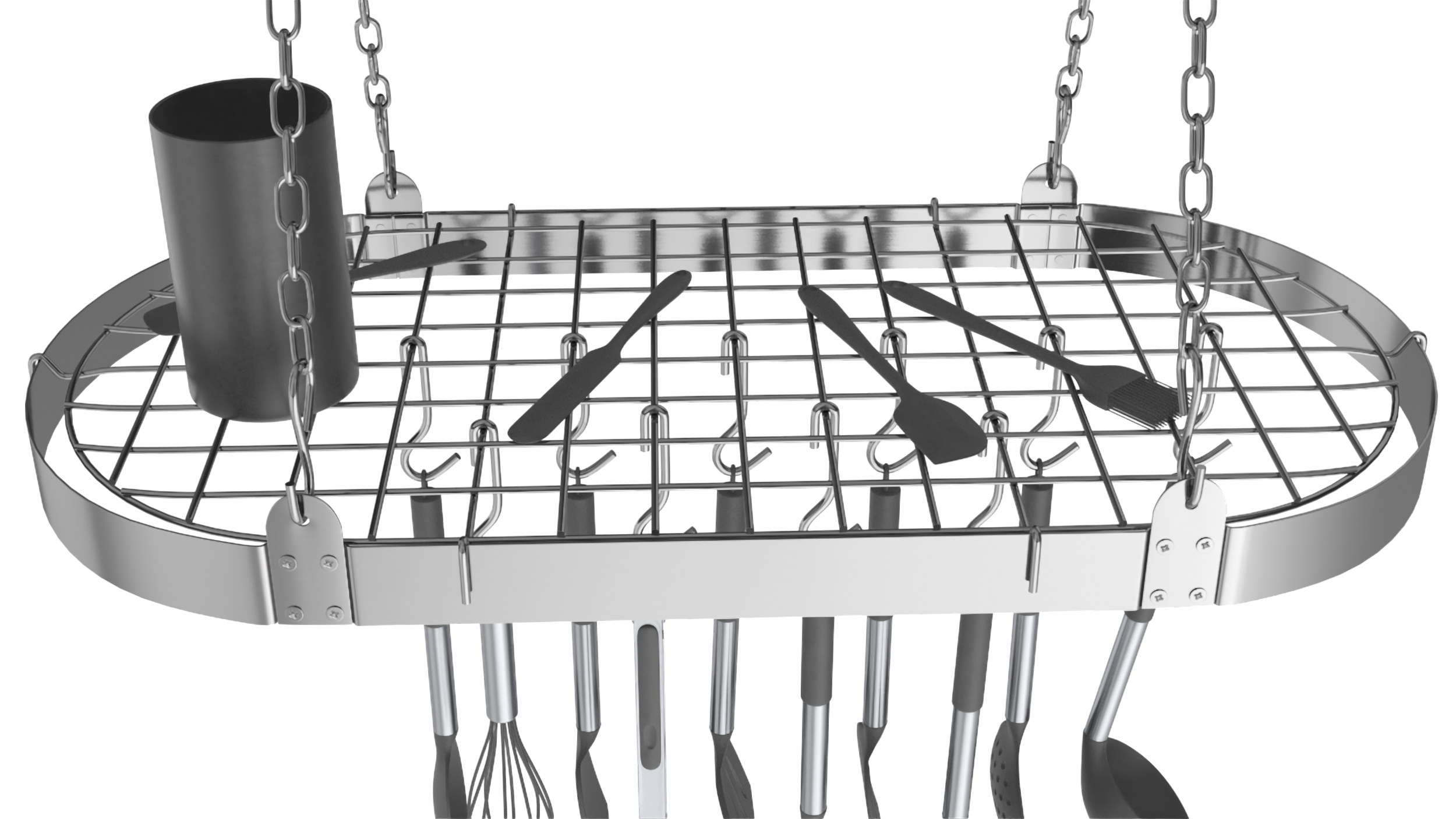 3D Hanging Pot Rack with Cooking Utensils model