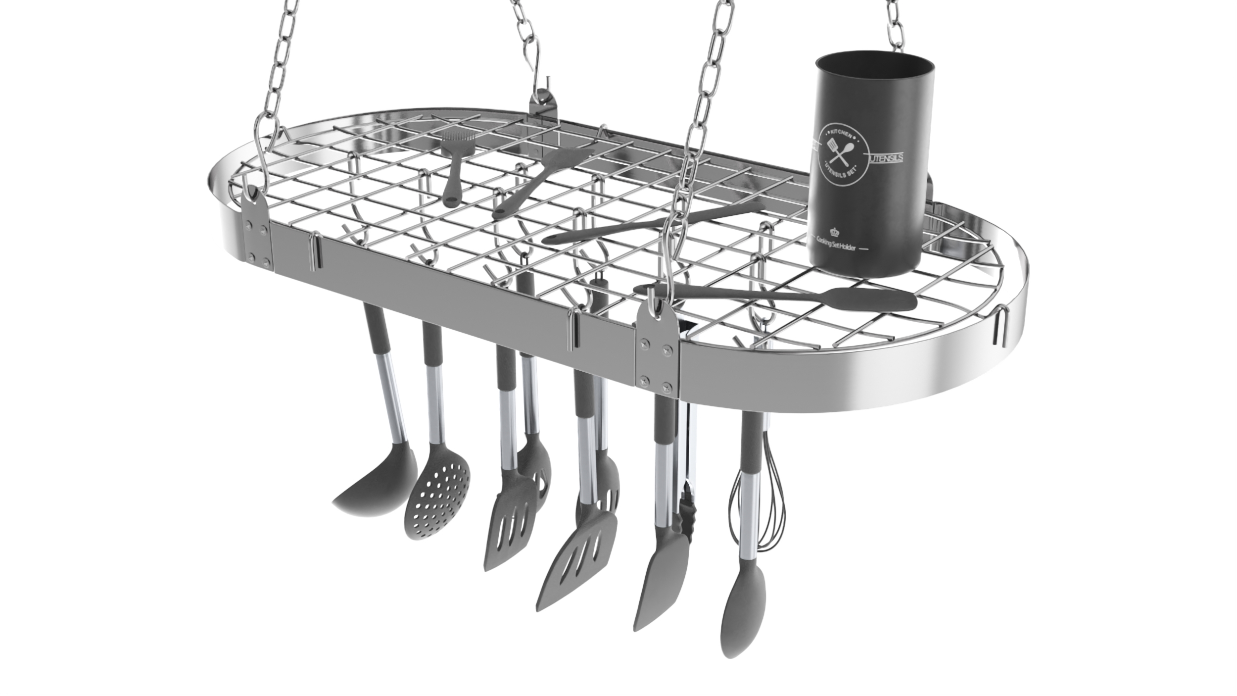 3D Hanging Pot Rack with Cooking Utensils model