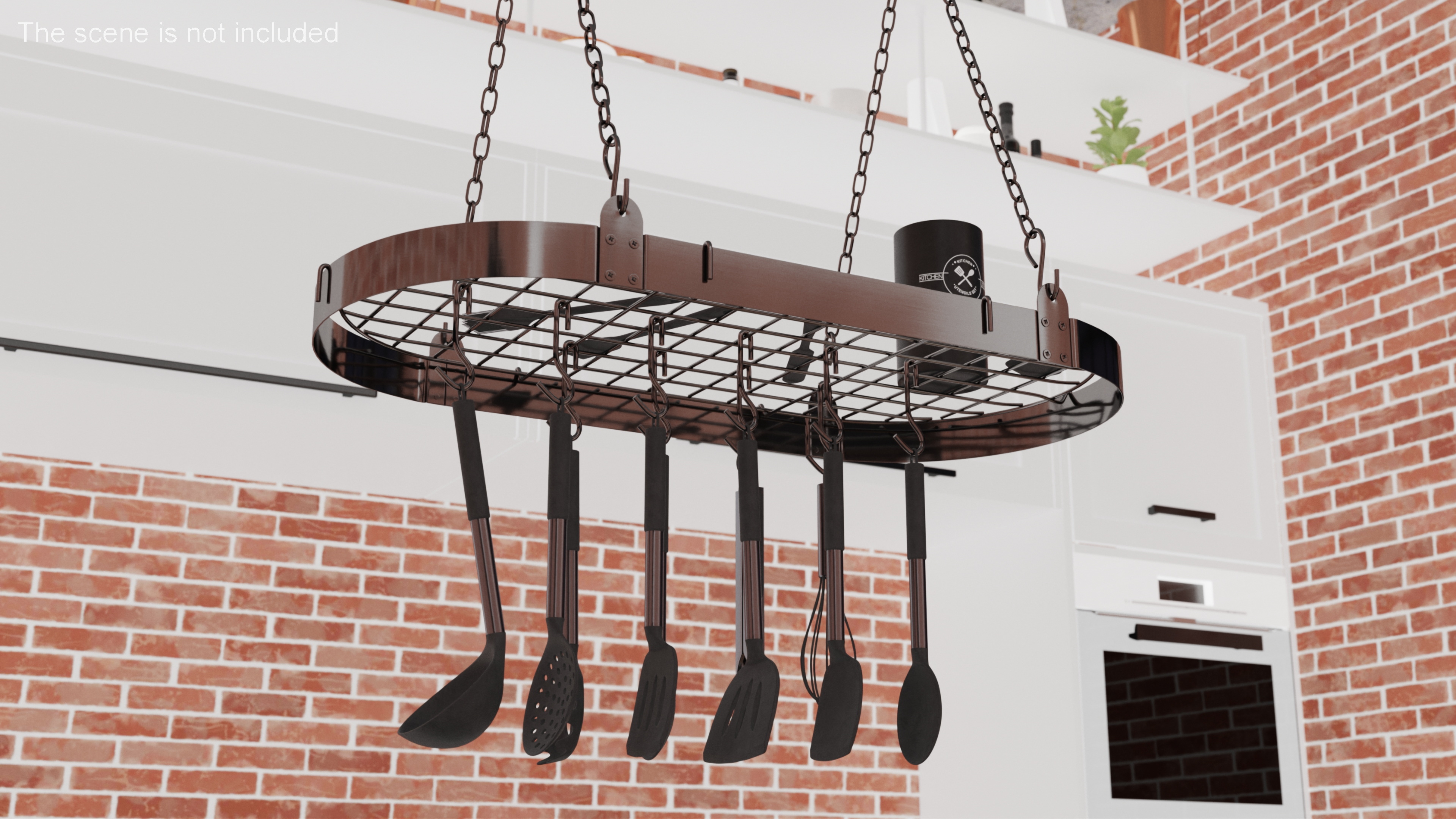 3D Hanging Pot Rack with Cooking Utensils model